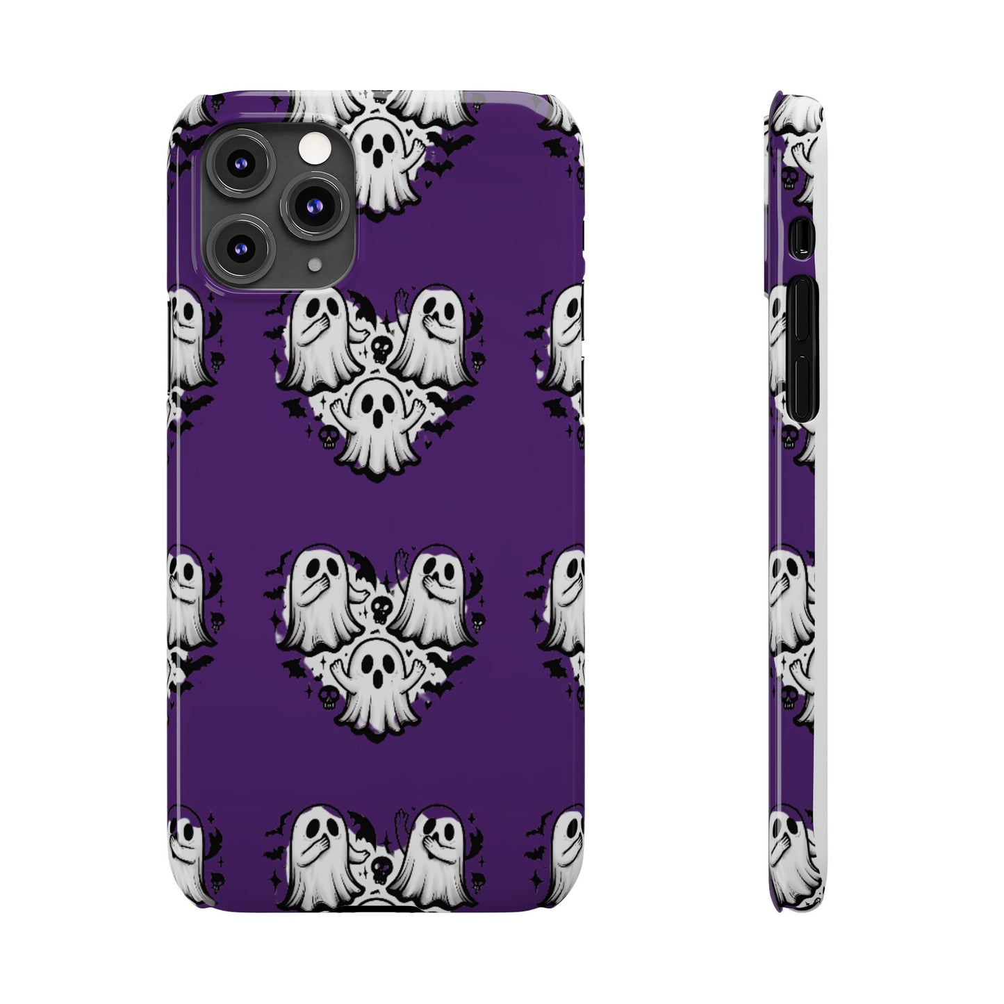 Cute Ghost Heart Slim Phone Case, Creepy Cute Spooky Heart Print, Goth Coquette Aesthetic Spooky Accessories, Halloween Gift Case