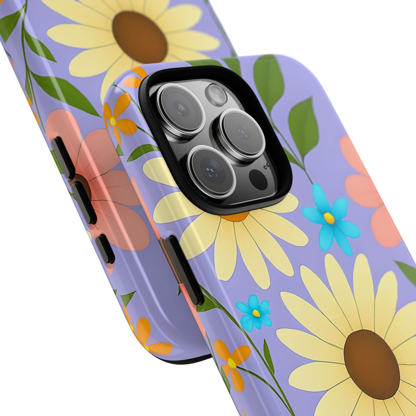 Minimal Daisy Flower Tough Phone Case - Retro Coquette Floral Print, Cute Soft Aesthetic, Compatible with iPhone, Galaxy, and Google Phones