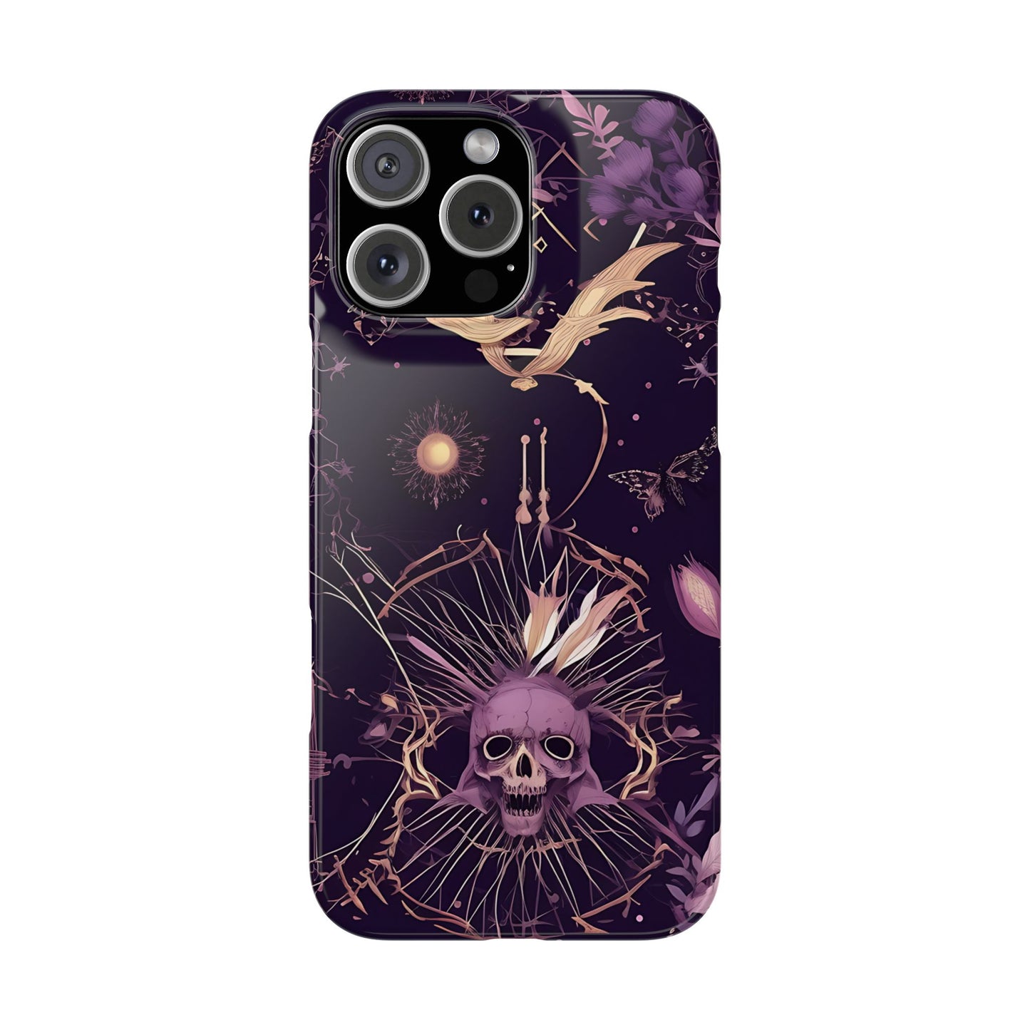 Gothic Floral Slim Phone Cases, Ghostly Style Mobile Cover, Dark Aesthetic Gift, Unique Protective Case, Perfect for Halloween