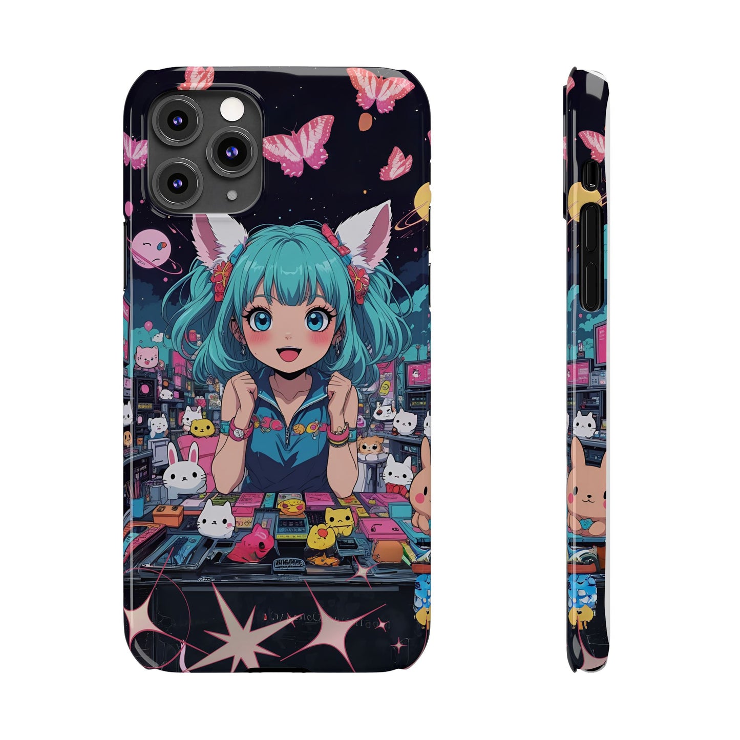 Y2K Anime Girl Slim Phone Case, Kawaii Vaporwave Style, Cute Maximalist Aesthetic, Anime Design, Slim Protection, Aesthetic Accessory