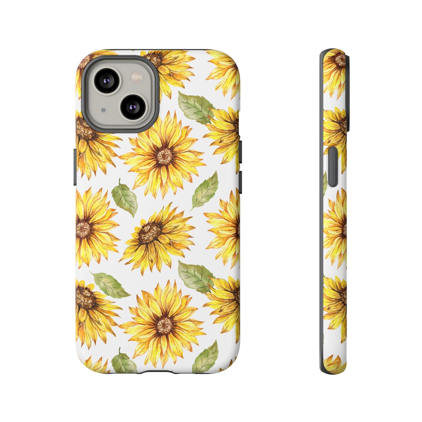 Sunflower Floral Tough Phone Case - Watercolor Botanical Print, Bright Nature Aesthetic, Compatible with iPhone, Galaxy, and Google Phones