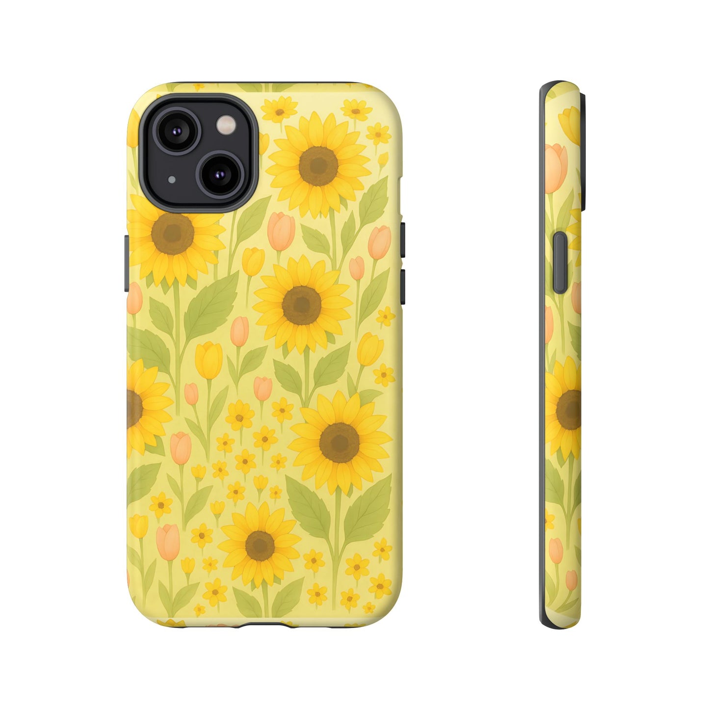 Sunflower Floral Phone Case, Watercolor Botanical Print, Aesthetic Tough Phone Case, Compatible with iPhone, Galaxy, Google