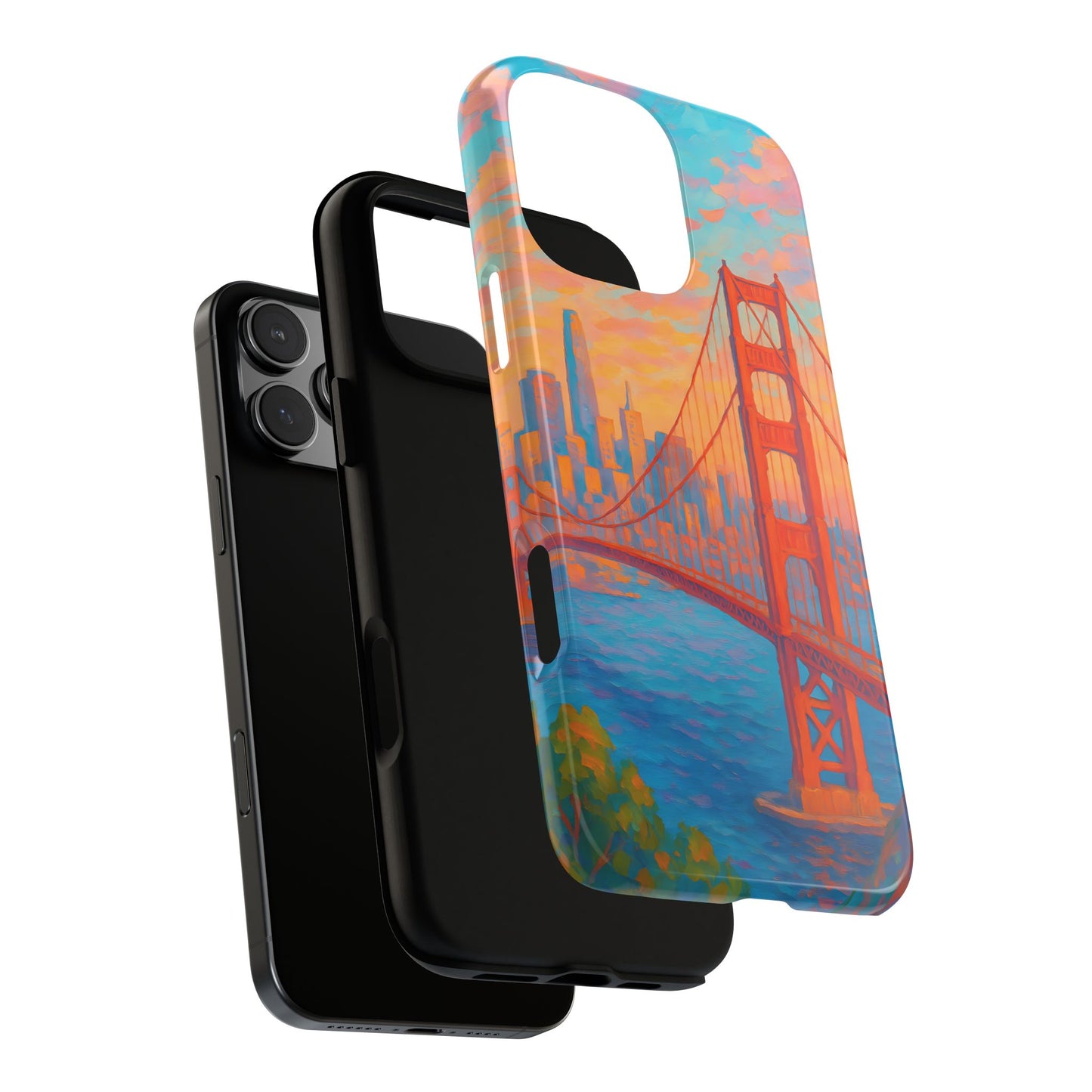 Cityscape Tough Phone Case, San Francisco Skyline Phone Cover, Sunset Glow Design Compatible with iPhone, Galaxy & Google