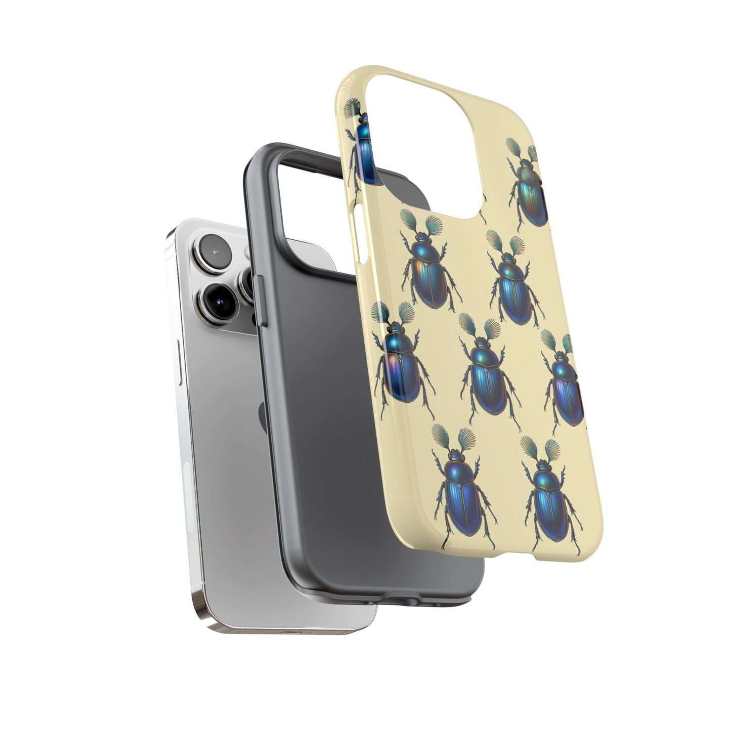 Beetle Tough Phone Case - Nature-Inspired Insect Art, Vintage Bug Pattern Design, Compatible with iPhone, Galaxy, and Google Phones