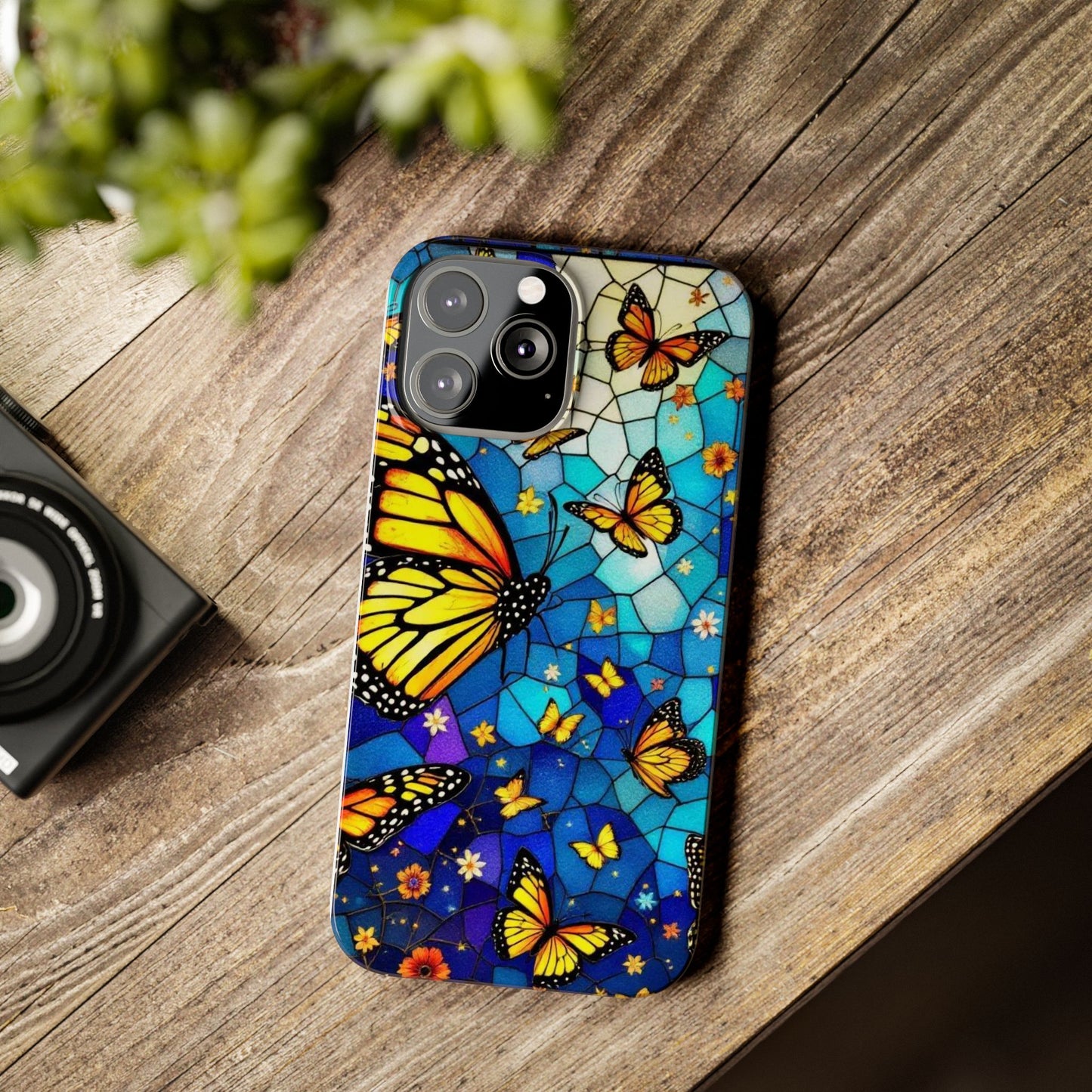 Butterfly Garden Slim Phone Case - Colorful Floral Design, Gift for Nature Lovers, Birthday Surprise, Eco-Friendly, Summer Vibes