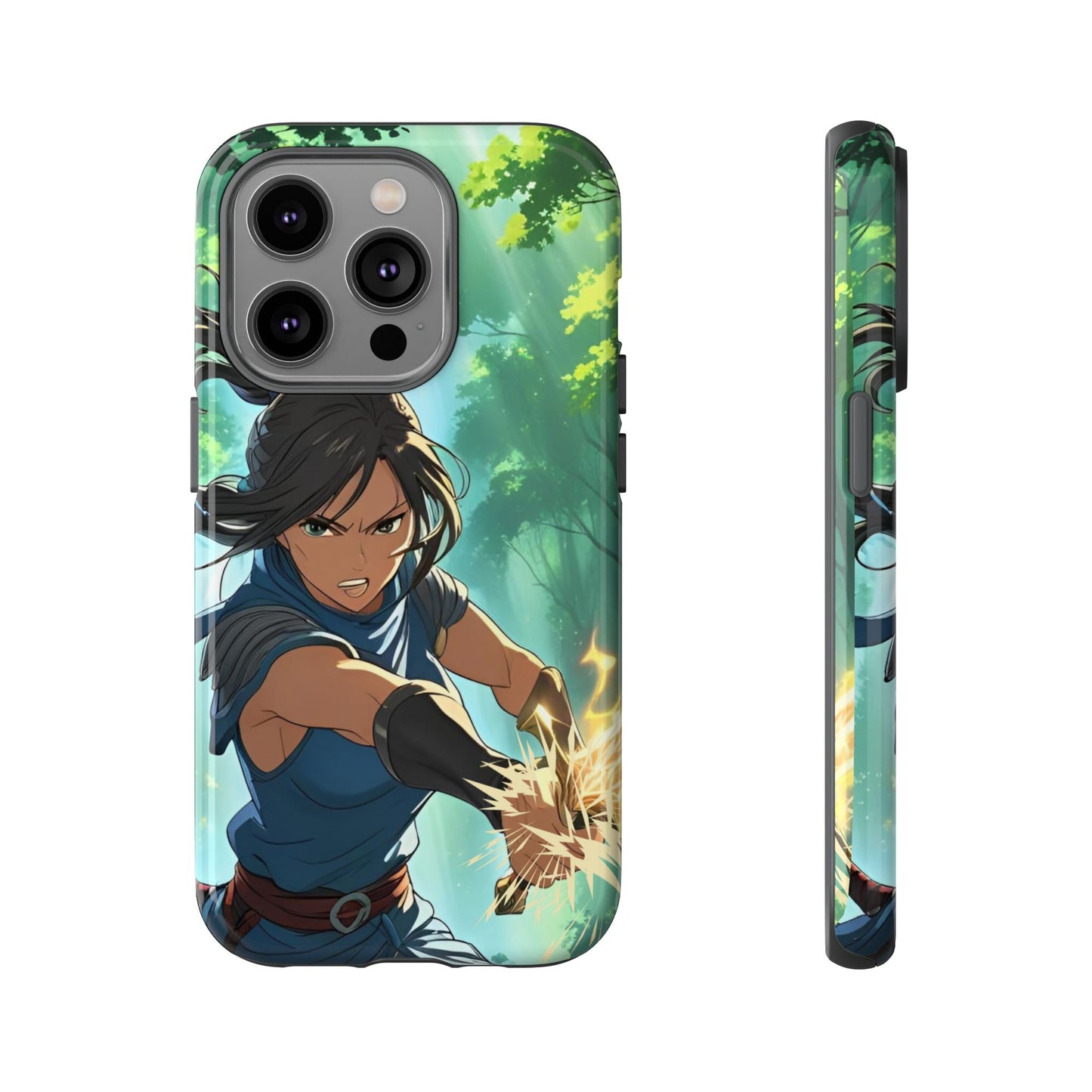 Anime Warrior Girl Tough Phone Case - Japanese Action Aesthetic, Fierce Heroine Design, Compatible with iPhone, Galaxy, and Google Phones