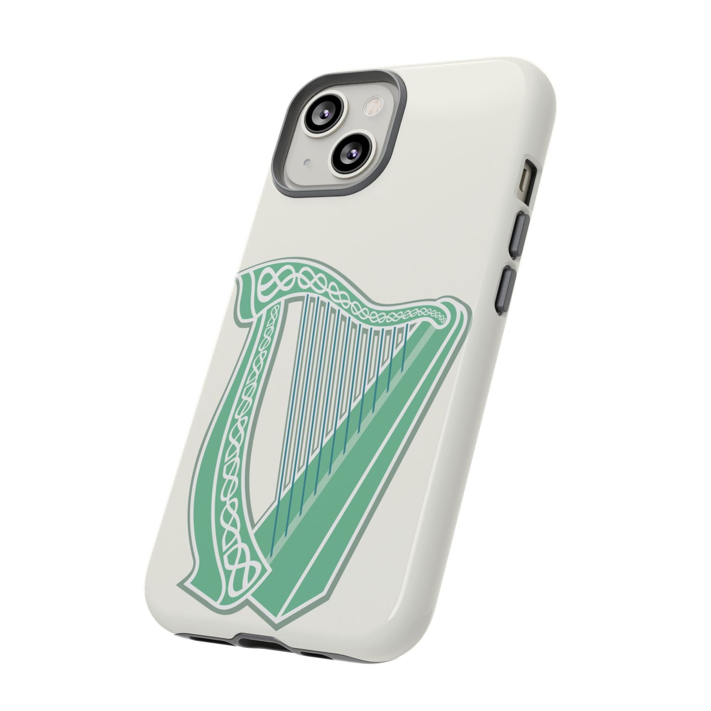 Tough Case Irish Harp Design Phone Cover Compatible with iPhone 17, 16, 15, 14, 13, Galaxy, Google, Celtic Heritage Ireland Symbol Art