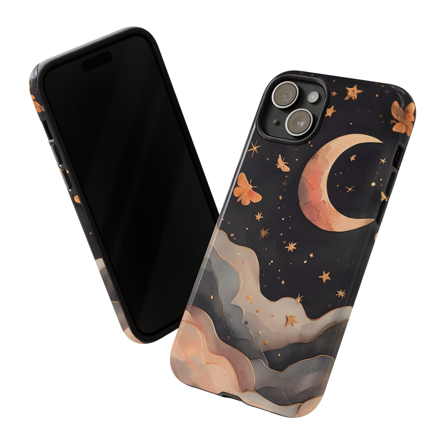 Moonlit Dream Tough Phone Case, Night Sky Art, Celestial Design, Moon Lovers, Compatible with iPhone 17, 16, 15, 14, 13, Galaxy, Google