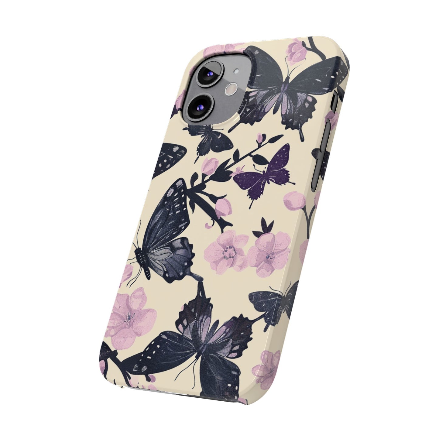 Butterfly Floral Slim Phone Cases, Elegant Butterfly Design, Nature Lover Gift, Phone Accessory, Stylish Cases for Women