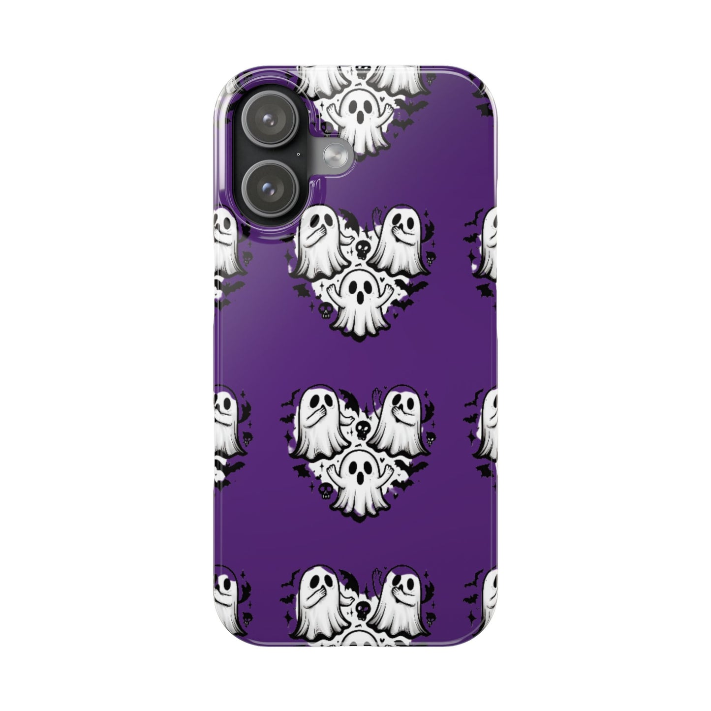 Cute Ghost Heart Slim Phone Case, Creepy Cute Spooky Heart Print, Goth Coquette Aesthetic Spooky Accessories, Halloween Gift Case