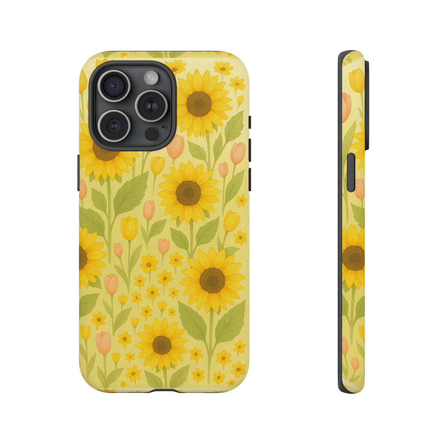 Sunflower Floral Phone Case, Watercolor Botanical Print, Aesthetic Tough Phone Case, Compatible with iPhone, Galaxy, Google