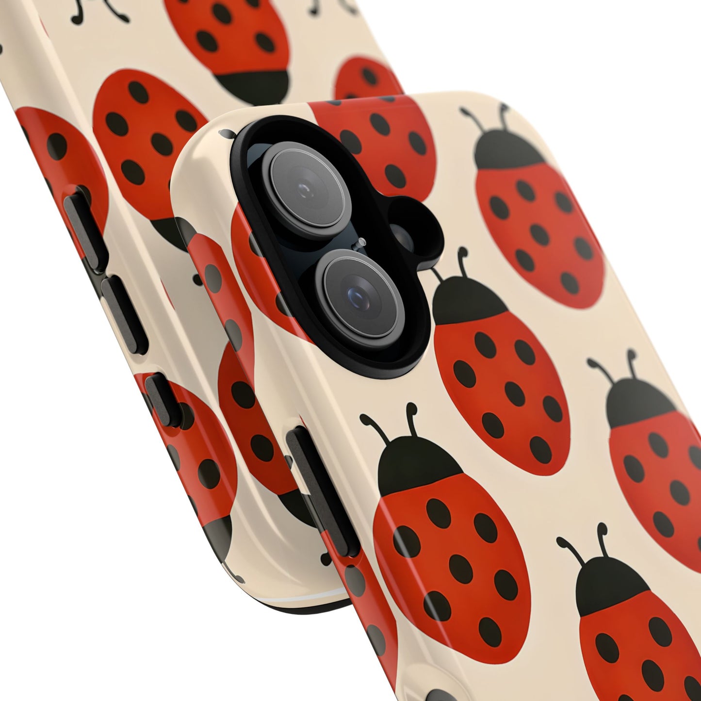 Cute Ladybug Tough Phone Case - Red and Black Insect Pattern, Nature-Inspired Design, Compatible with iPhone, Galaxy, and Google Phones