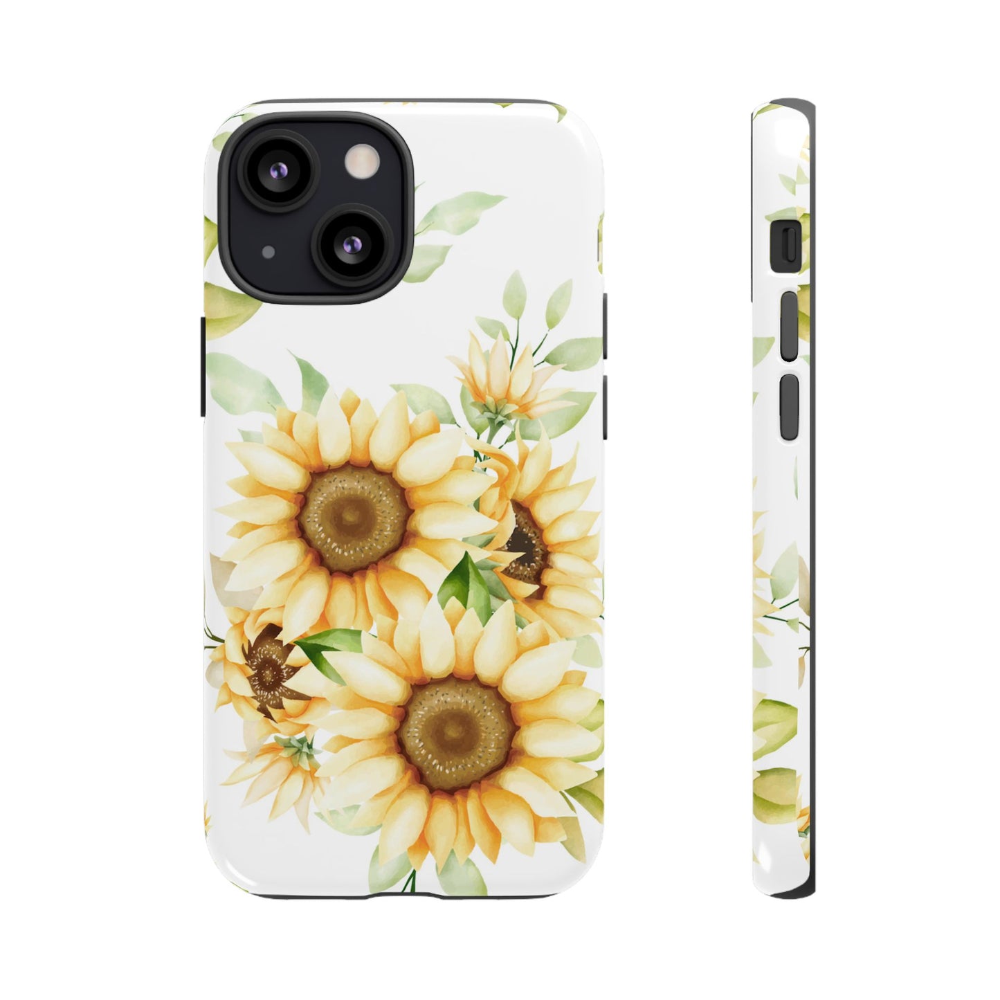Sunflower Floral Tough Phone Case - Watercolor Botanical Art, Bright Nature Aesthetic, Compatible with iPhone, Galaxy, and Google Phones
