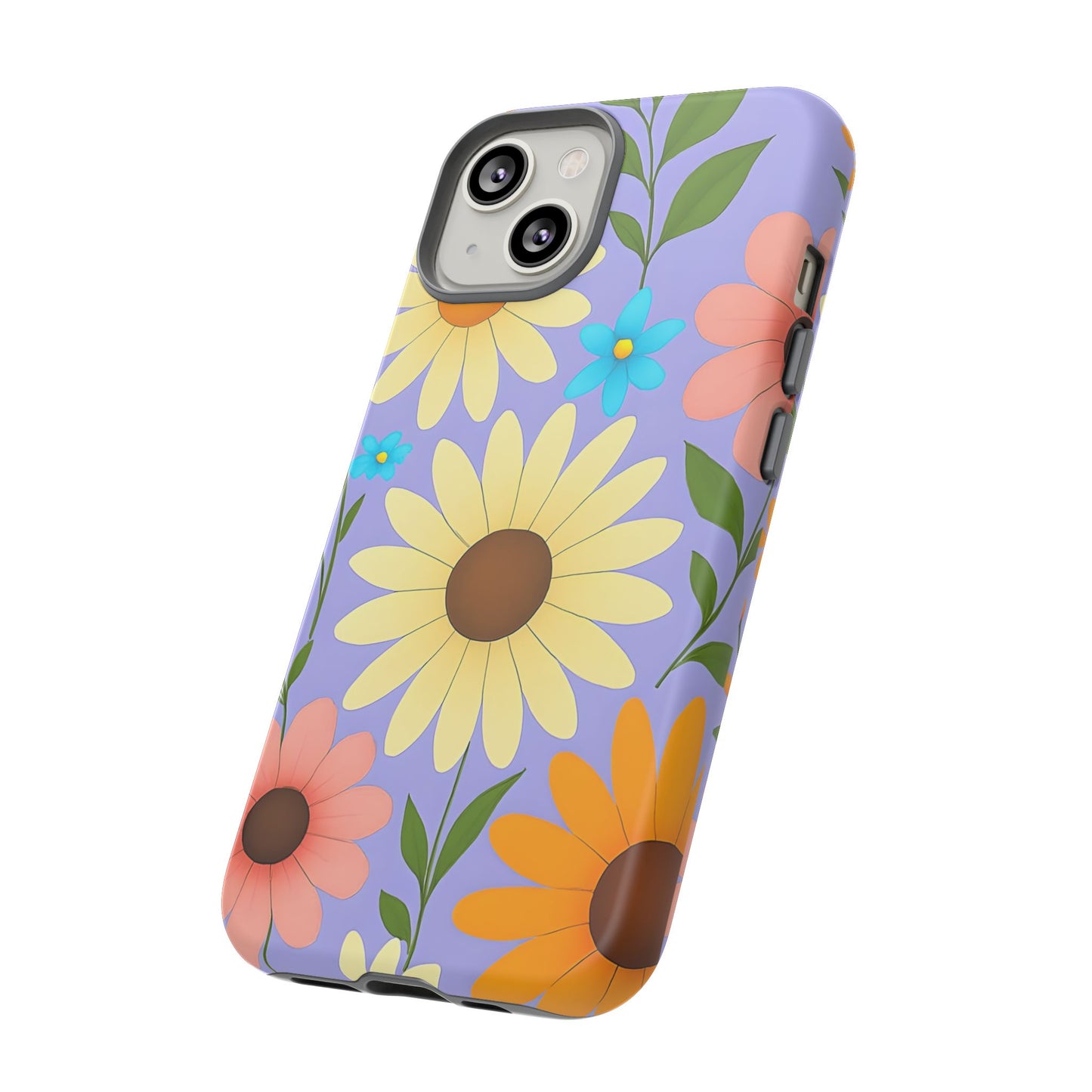 Minimal Daisy Flower Tough Phone Case - Retro Coquette Floral Print, Cute Soft Aesthetic, Compatible with iPhone, Galaxy, and Google Phones