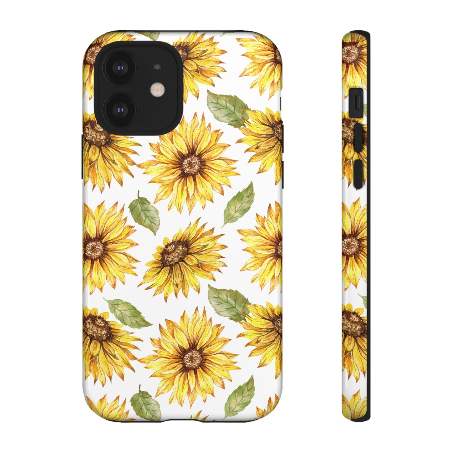 Sunflower Floral Tough Phone Case - Watercolor Botanical Print, Bright Nature Aesthetic, Compatible with iPhone, Galaxy, and Google Phones