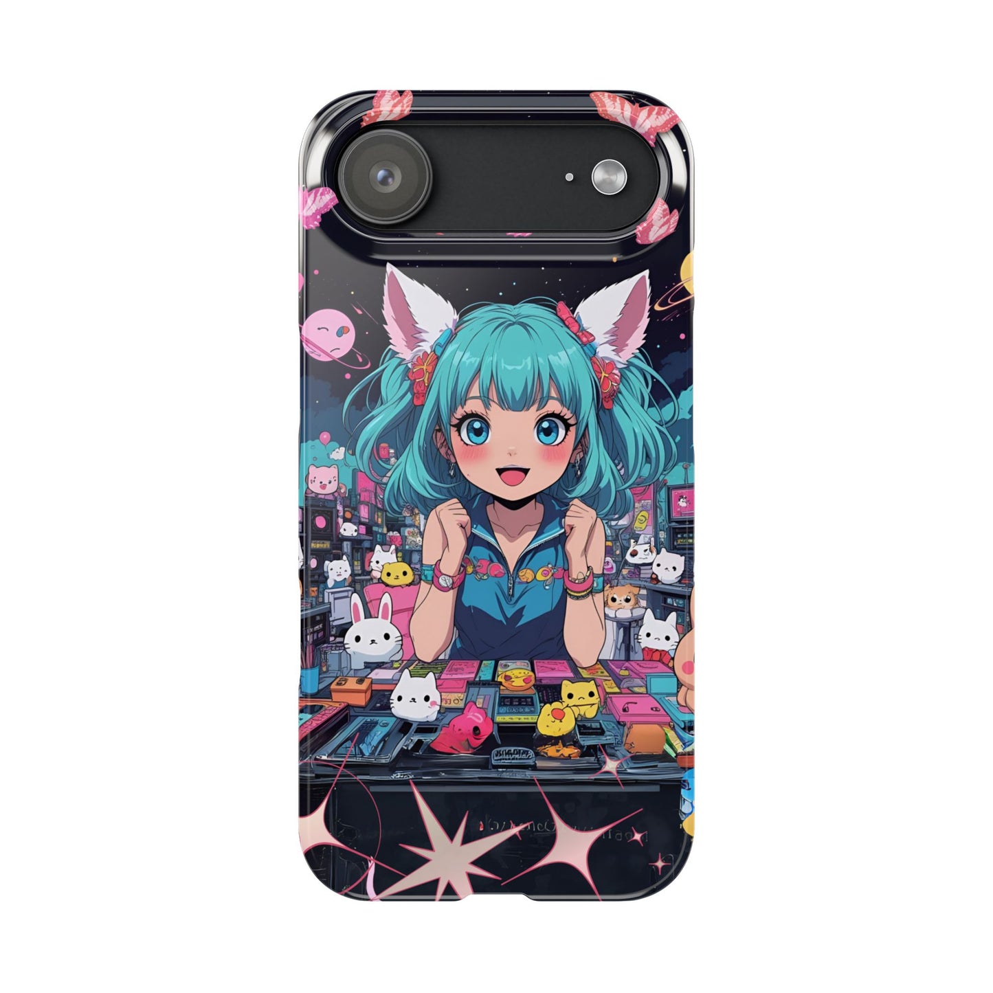 Y2K Anime Girl Slim Phone Case, Kawaii Vaporwave Style, Cute Maximalist Aesthetic, Anime Design, Slim Protection, Aesthetic Accessory