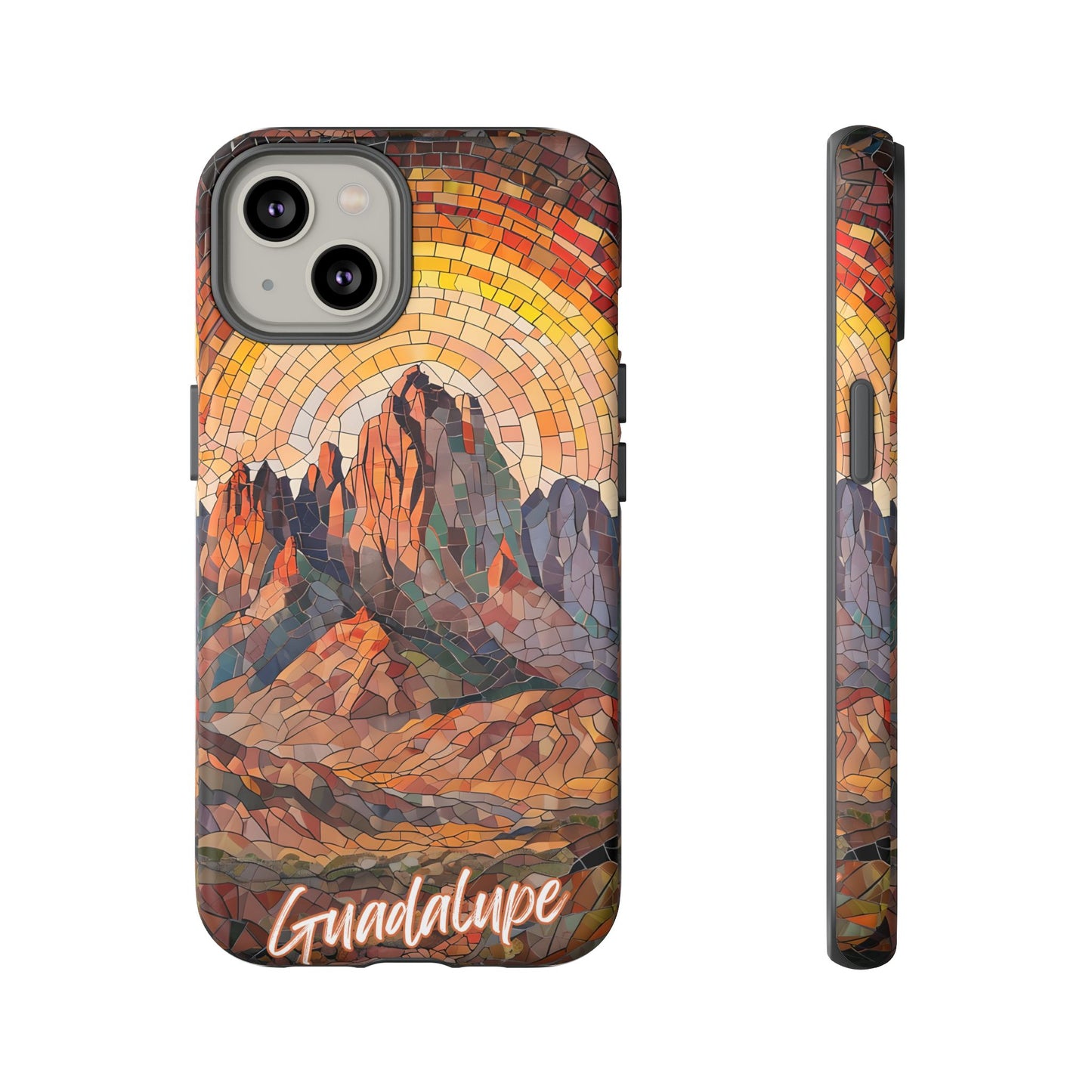 Guadalupe Mountains Mosaic Tough Phone Case, Scenic Mountain Art, National Park Aesthetic, Compatible with iPhone, Galaxy, and Google Phones