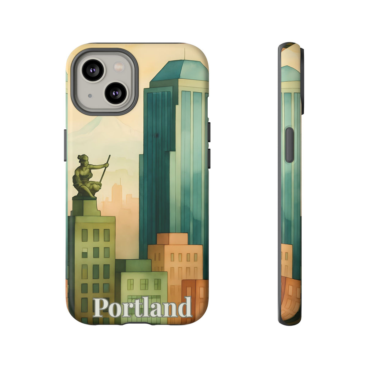 Portland Cityscape Phone Case • Urban Skyline Art Tough Case • Watercolor City Aesthetic • Gift for Travelers • Compatible with iPhone, Galaxy, Google