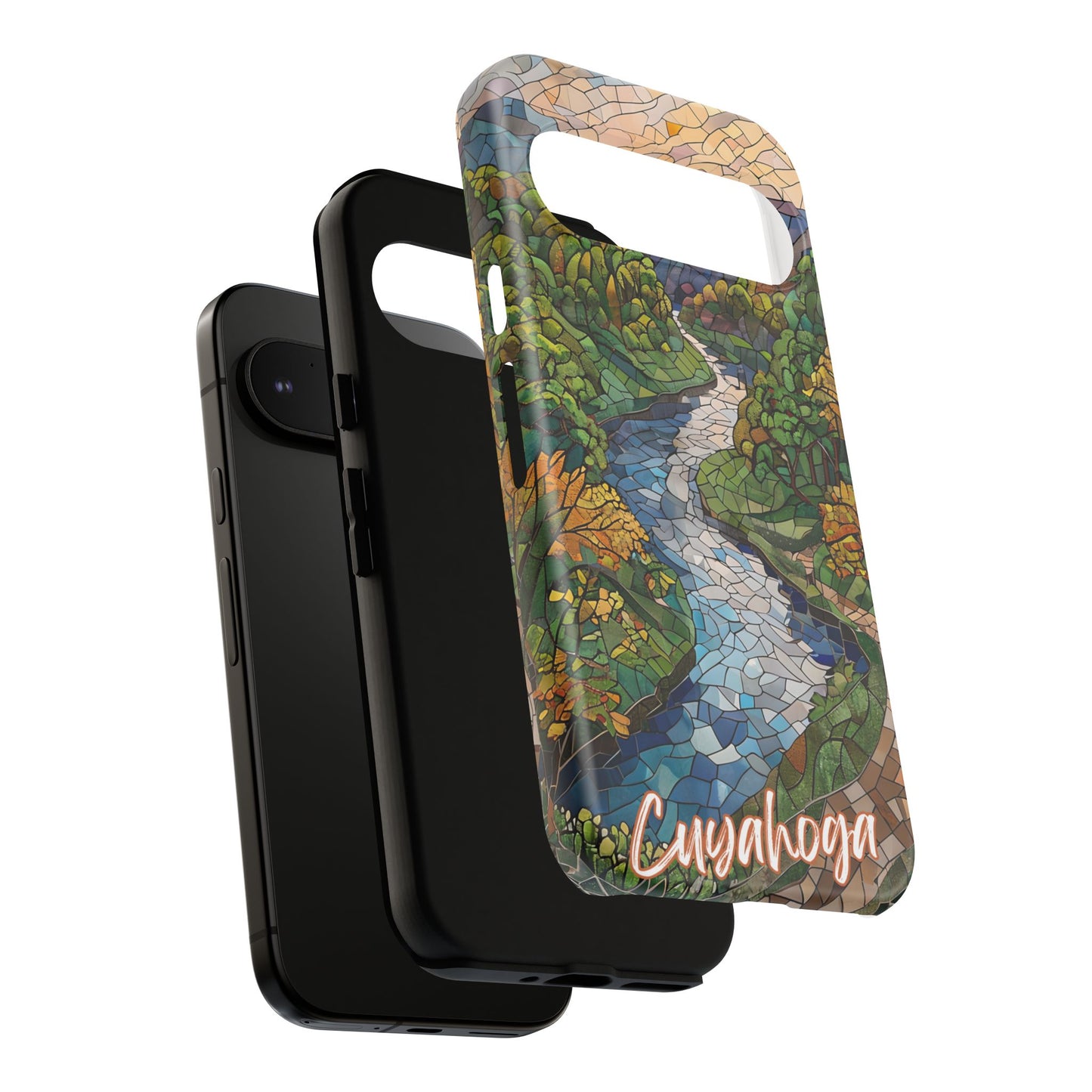 Cuyahoga Valley Mosaic Tough Phone Case - Midwest Forest Art, Scenic Nature Aesthetic, Compatible with iPhone, Galaxy, and Google Phones