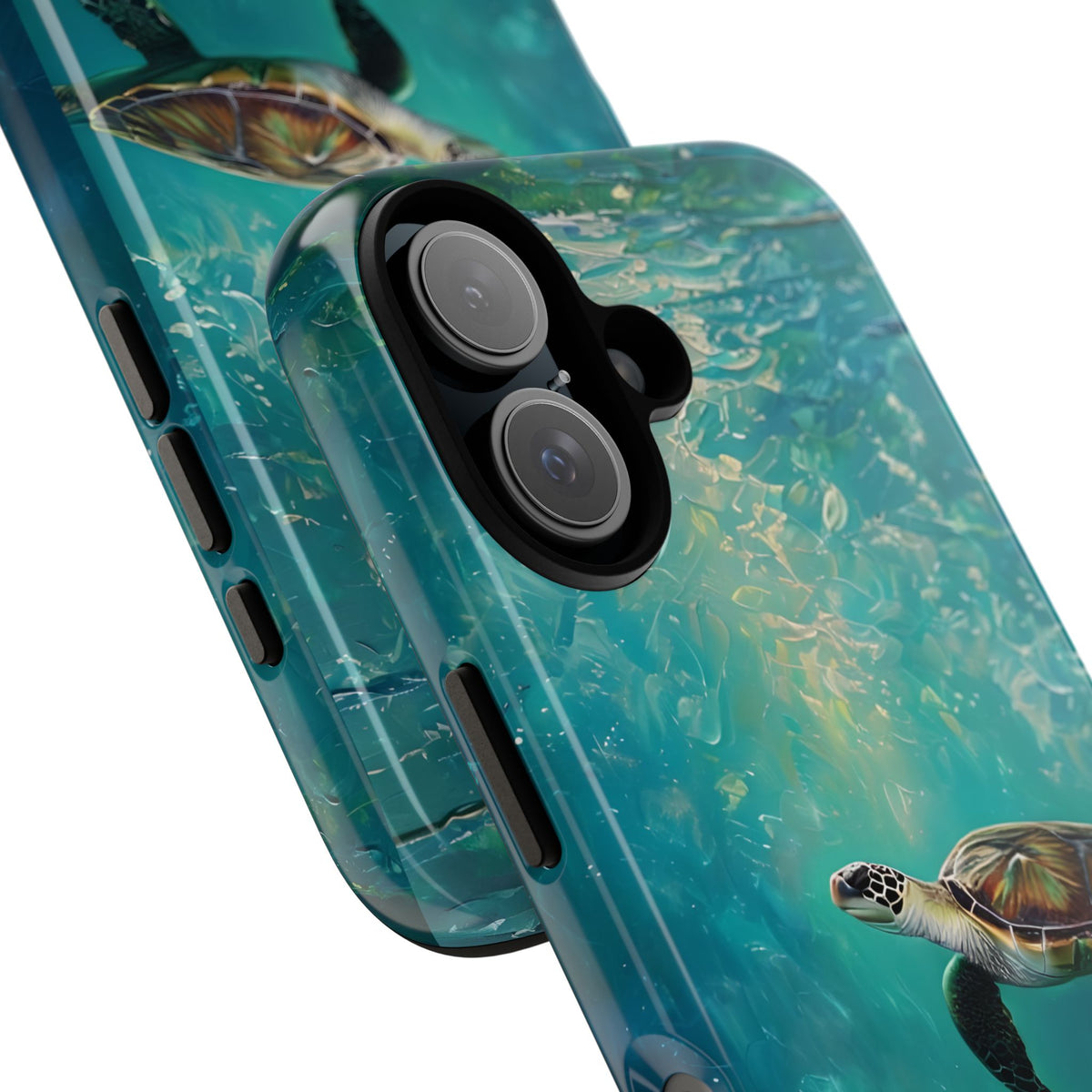 Sea Turtle Tough Phone Case, Ocean Scenery, Oil Painting, Marine Life Compatible with iPhone 17, 16, 15, 14, 13, Galaxy, Google