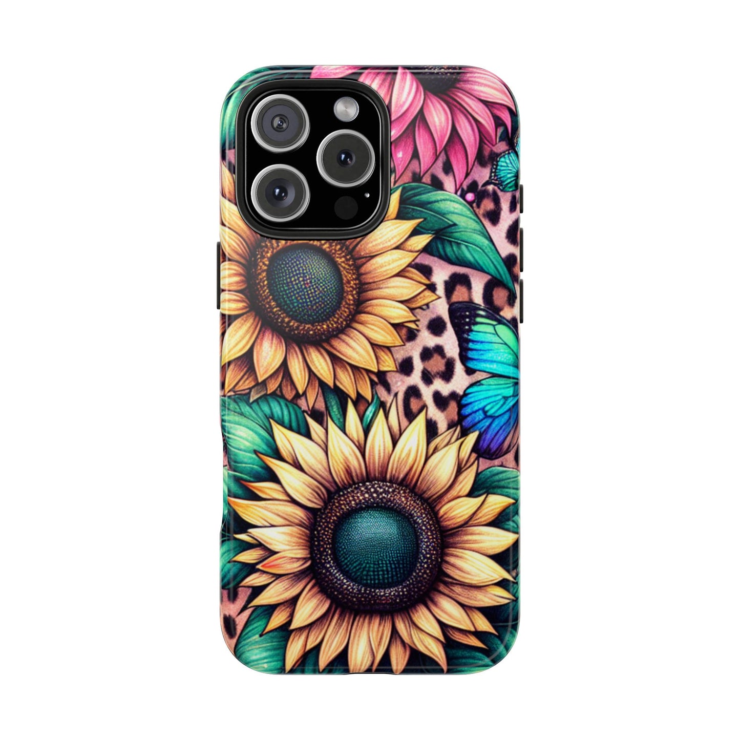 Stained Glass Sunflower Phone Case - Tough  and Aesthetic Floral Butterfly Design - iPhone and Samsung Galaxy Cover, Protective & Stylish