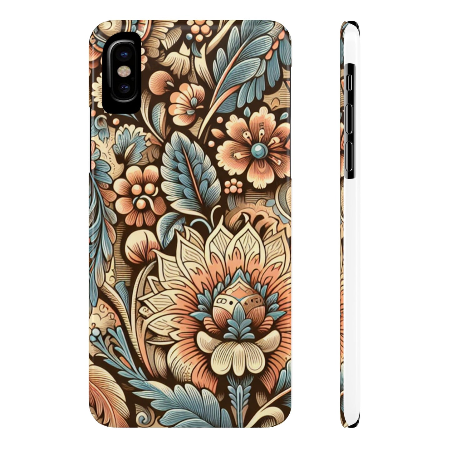 Floral Slim Phone Case, Boho Chic Phone Cover, Stylish Gift for Her, Spring and Summer Accessory, Trendy Phone Protector