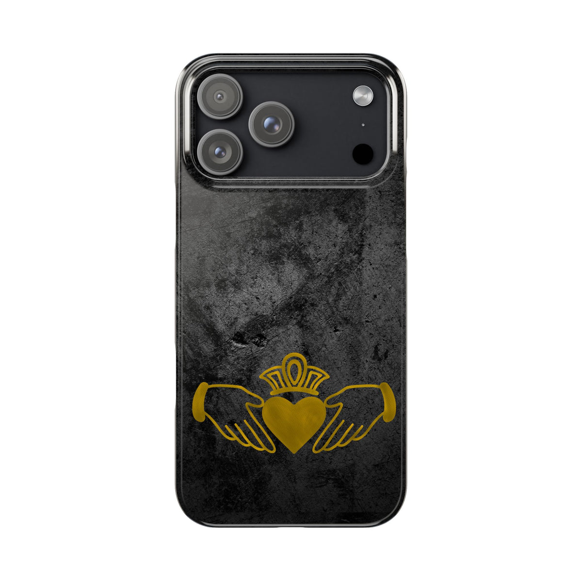 Claddagh Slim Phone Case Irish Symbol Ring Black Gold Design Love Loyalty Friendship Compatible with iPhone 17 16 15 14 13 12 11