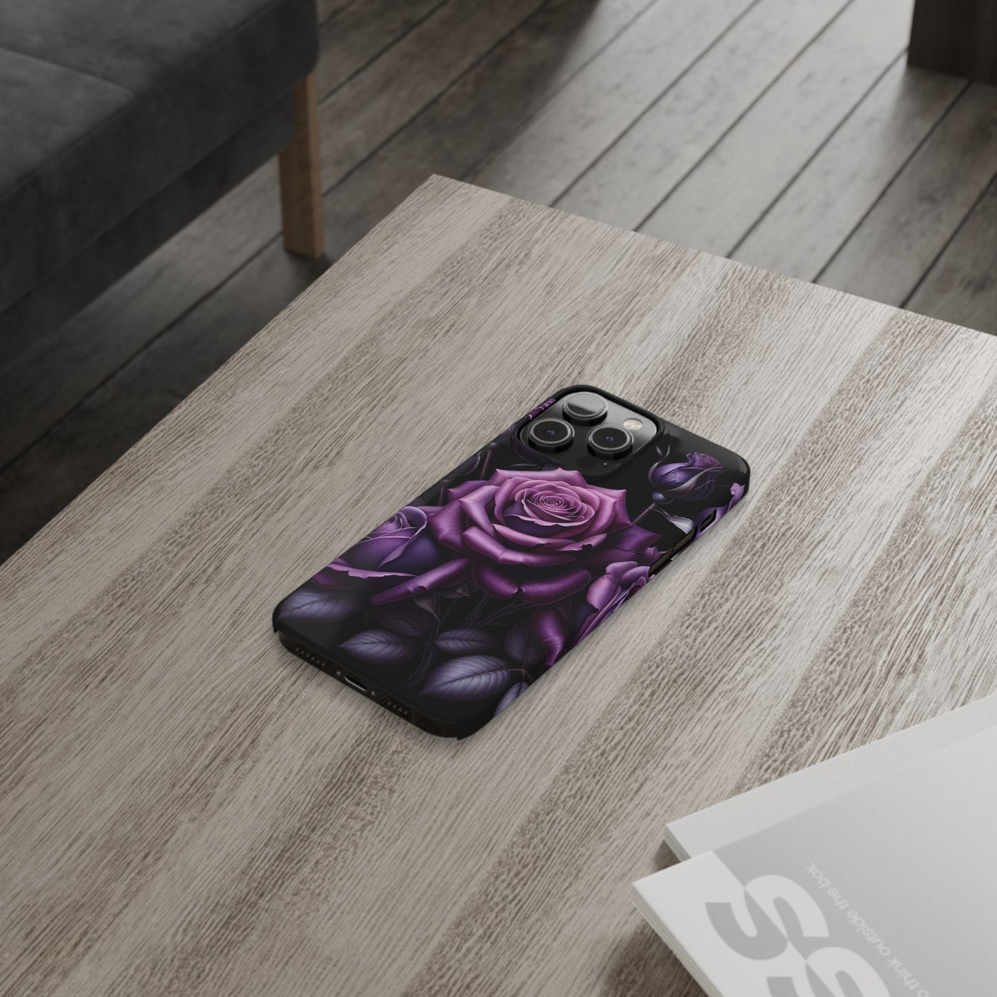 Purple Rose Slim Phone Cases, Floral Phone Cover, Elegant Smartphone Case, Gift for Her, Mother's Day Accessories