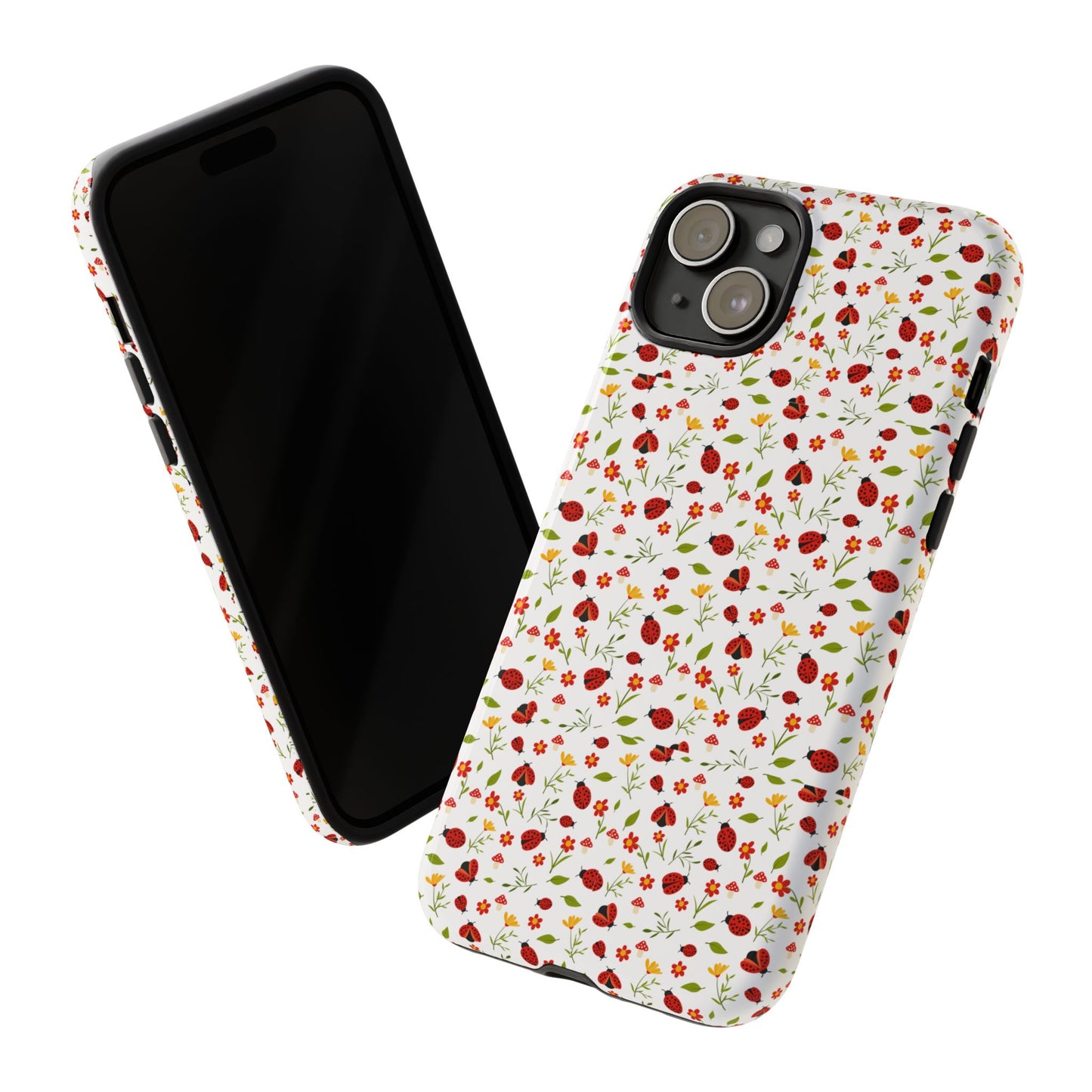 Ladybug Tough Phone Case - Cute Insect Aesthetic, Nature-Inspired Pattern Art, Compatible with iPhone, Galaxy, and Google Phones