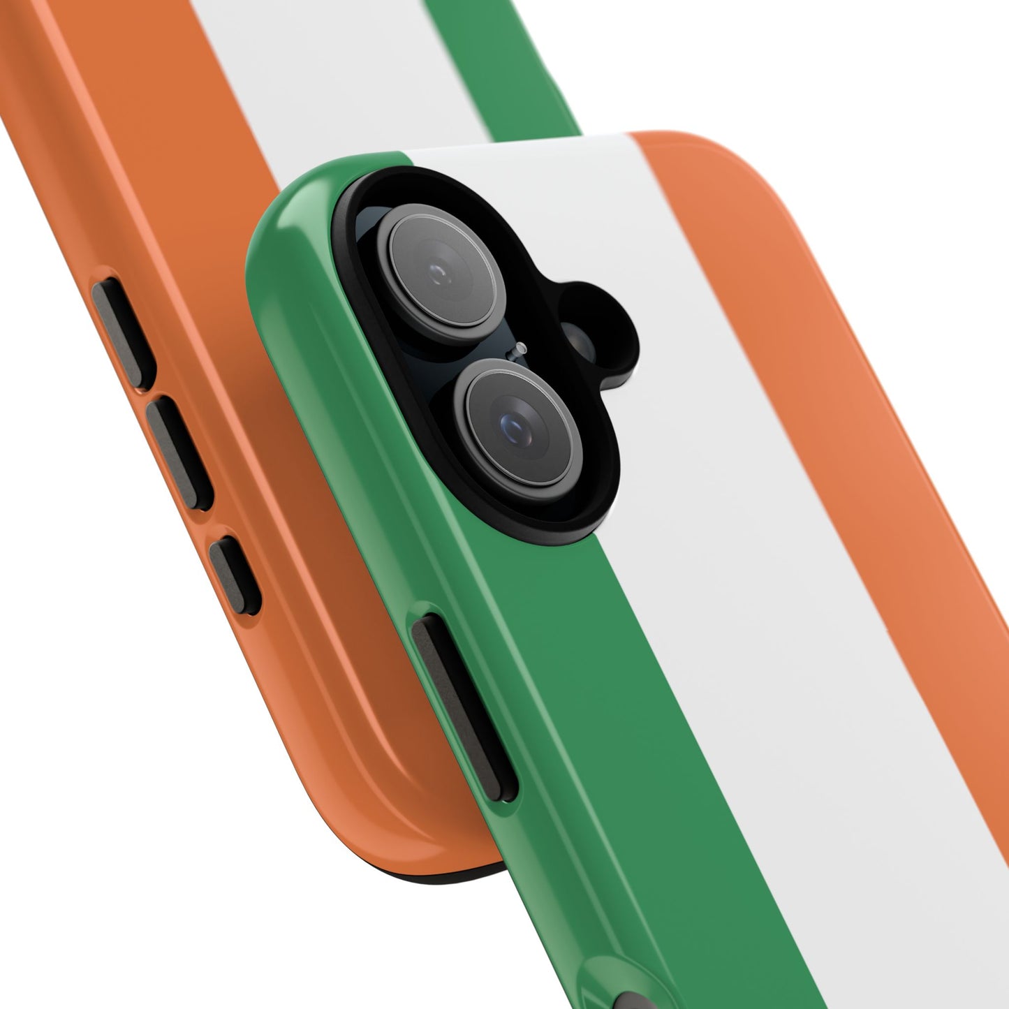 Tough Case Ireland Flag Design Phone Cover Compatible with iPhone 17, 16, 15, 14, 13, Galaxy, Google, Irish Tricolor Green White Orange