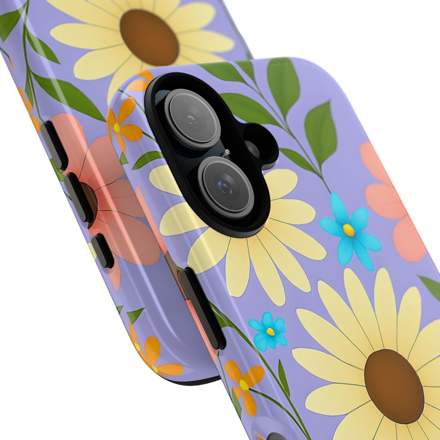 Minimal Daisy Flower Tough Phone Case - Retro Coquette Floral Print, Cute Soft Aesthetic, Compatible with iPhone, Galaxy, and Google Phones