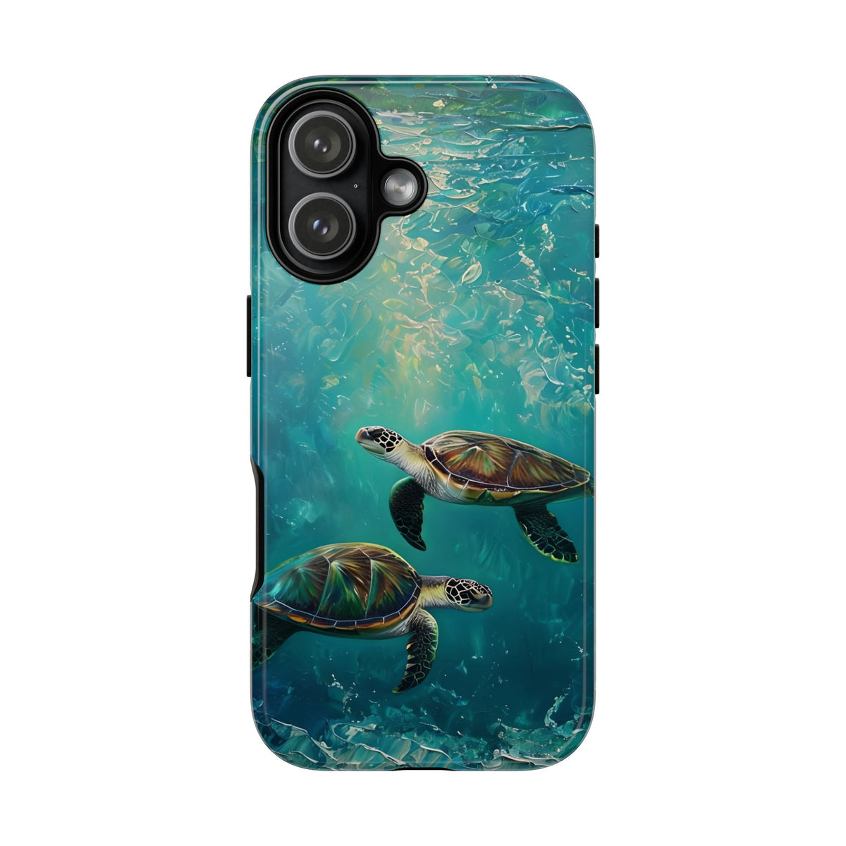 Sea Turtle Tough Phone Case, Ocean Scenery, Oil Painting, Marine Life Compatible with iPhone 17, 16, 15, 14, 13, Galaxy, Google