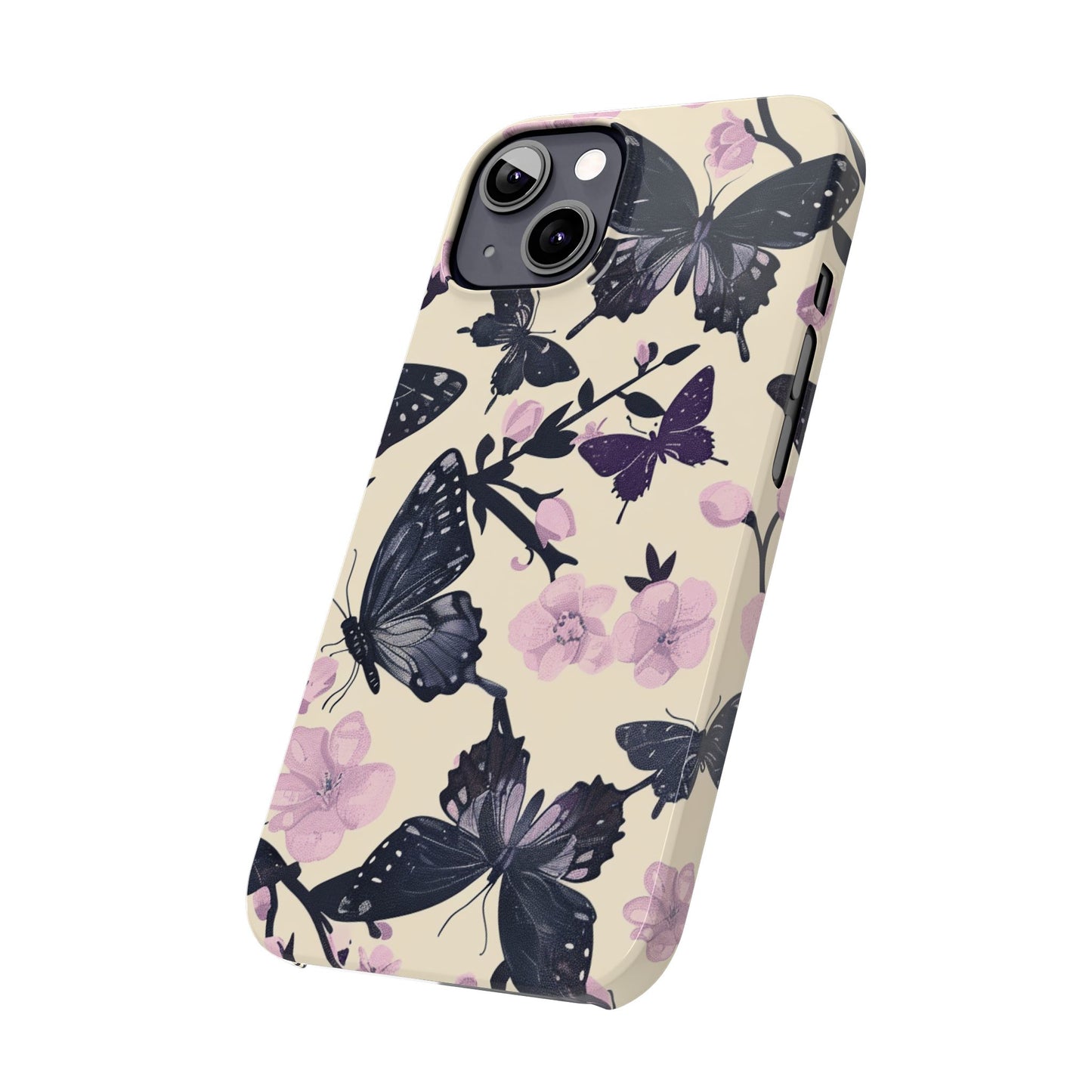 Butterfly Floral Slim Phone Cases, Elegant Butterfly Design, Nature Lover Gift, Phone Accessory, Stylish Cases for Women