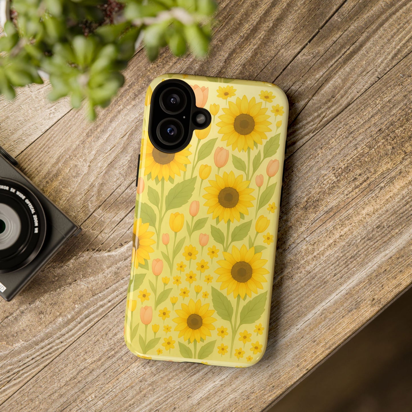 Sunflower Floral Phone Case, Watercolor Botanical Print, Aesthetic Tough Phone Case, Compatible with iPhone, Galaxy, Google
