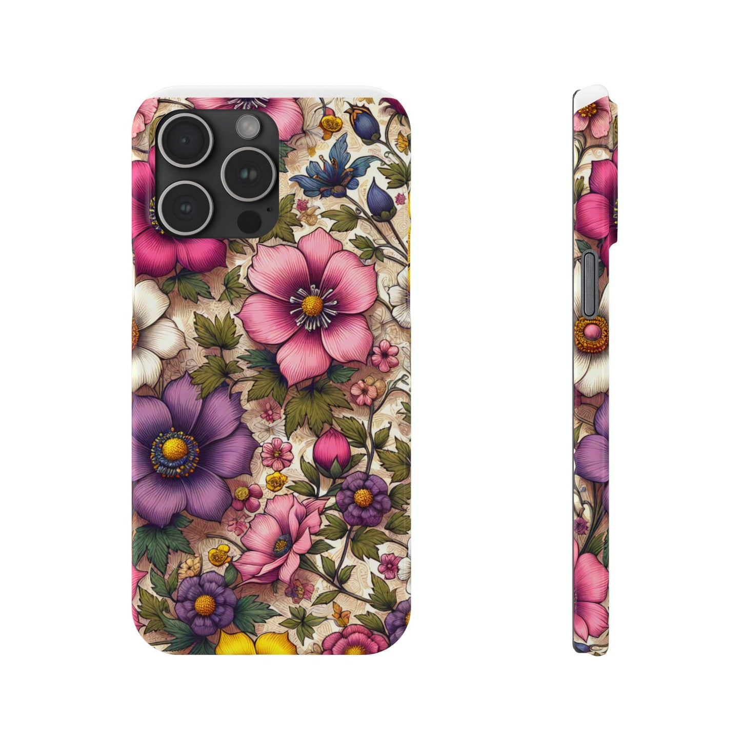 Floral Slim Phone Case - Vibrant Flower Design, Unique Floral iPhone Cover, Flower Phone Case, Gift for Her, Stylish Accessories