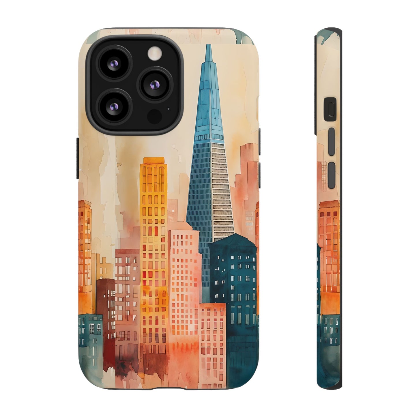 San Francisco Cityscape Tough Phone Case - Tropical Skyline Aesthetic, Sunset Beach Urban Art, Compatible with iPhone, Galaxy, and Google