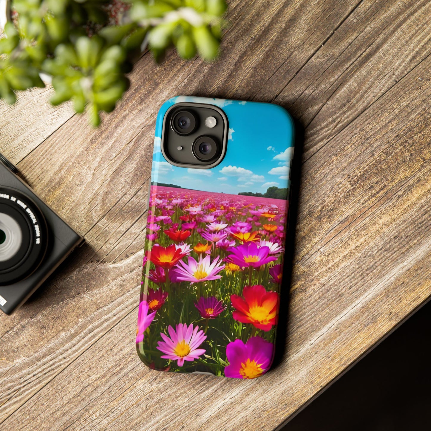 Flower Field Tough Phone Case - Wildflower Meadow Print, Colorful Nature Aesthetic, Compatible with iPhone, Galaxy, and Google Phones