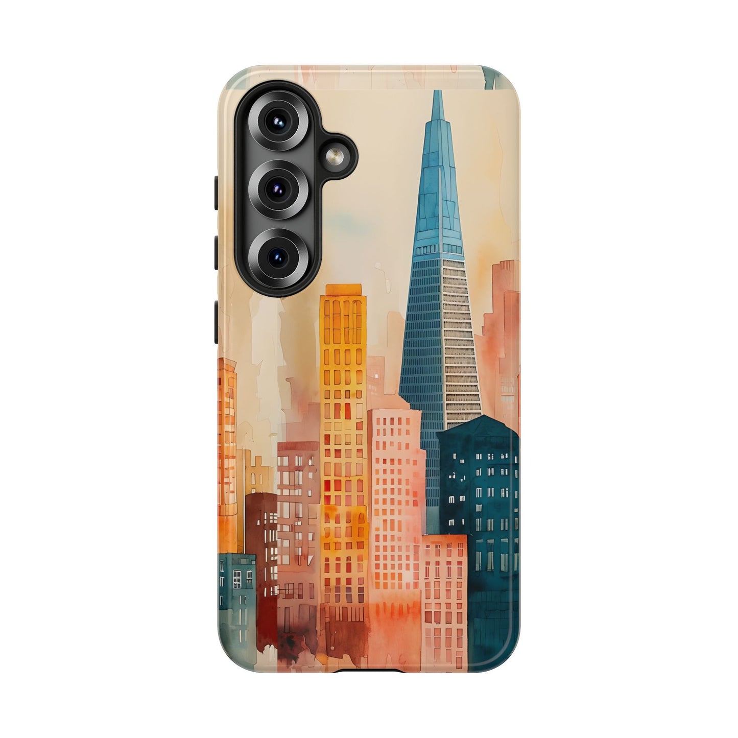 San Francisco Cityscape Tough Phone Case - Tropical Skyline Aesthetic, Sunset Beach Urban Art, Compatible with iPhone, Galaxy, and Google