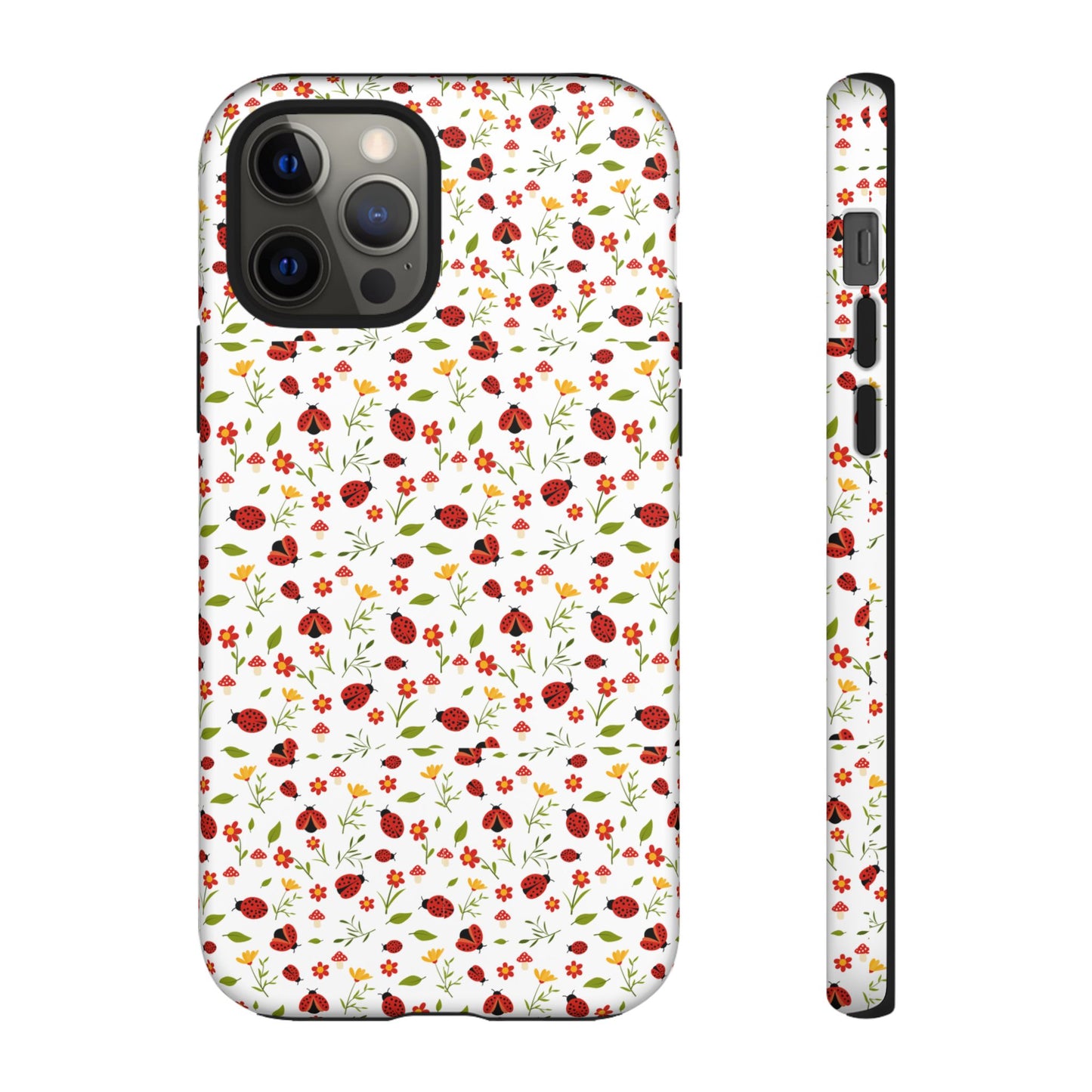 Ladybug Tough Phone Case - Cute Insect Aesthetic, Nature-Inspired Pattern Art, Compatible with iPhone, Galaxy, and Google Phones