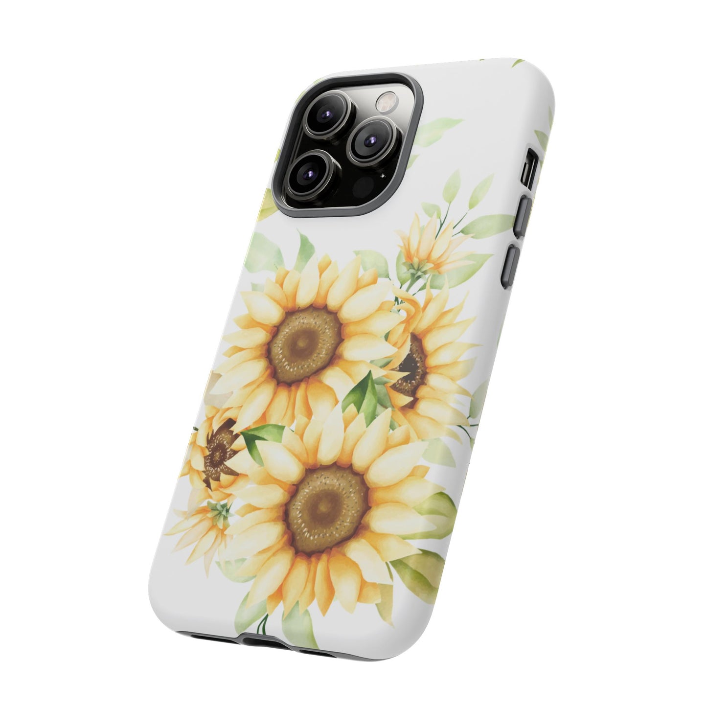 Sunflower Floral Tough Phone Case - Watercolor Botanical Art, Bright Nature Aesthetic, Compatible with iPhone, Galaxy, and Google Phones