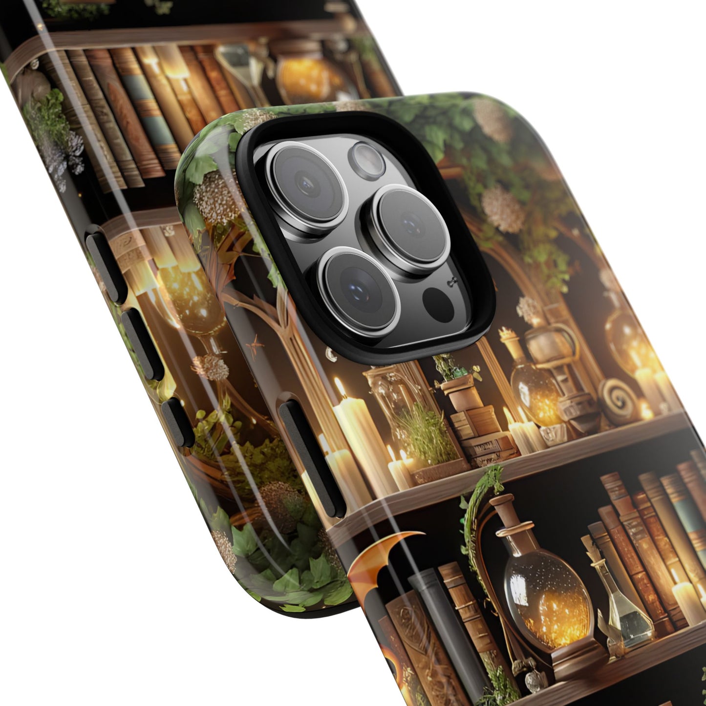 Bookish Phone Case for Romance Readers, Cozy Witch Aesthetic, Potion Bookshelf Design, Candlelit Library Vibes, Gift for Book Lovers