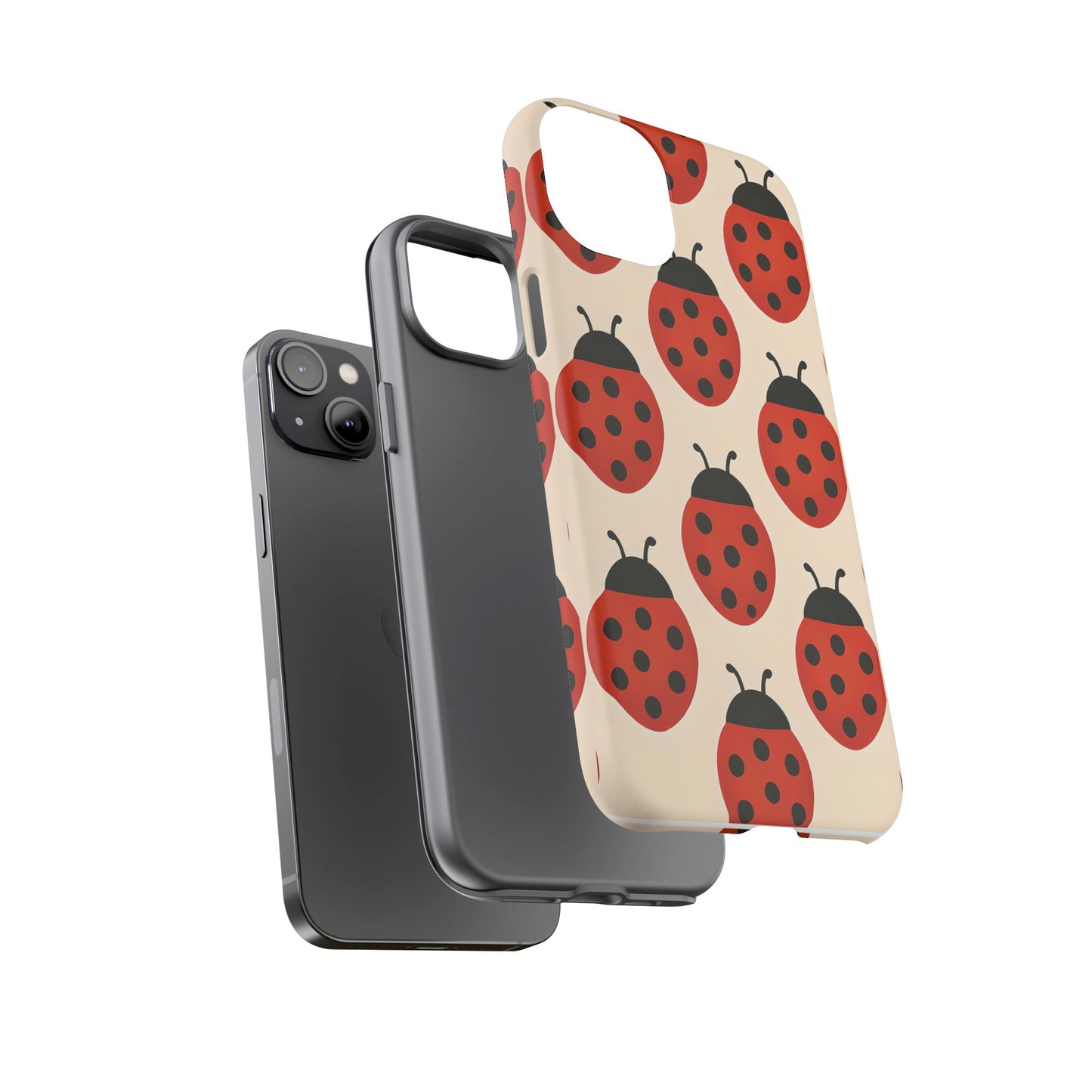 Cute Ladybug Tough Phone Case - Red and Black Insect Pattern, Nature-Inspired Design, Compatible with iPhone, Galaxy, and Google Phones