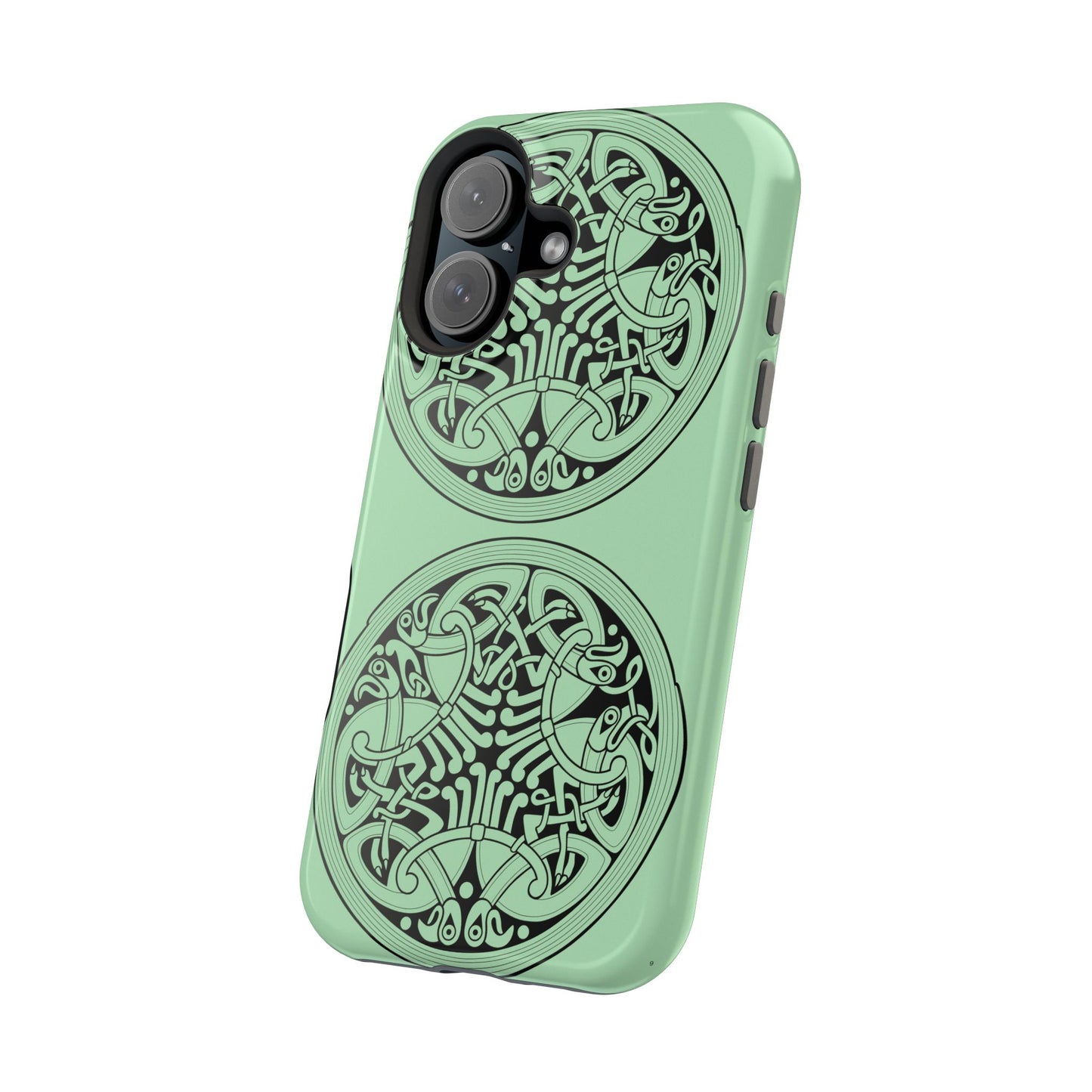 Celtic Medallion Magnetic Phone Case, Mint Green Design, St. Patrick Phone Cover Compatible with iPhone 17, 16, 15, 14, 13