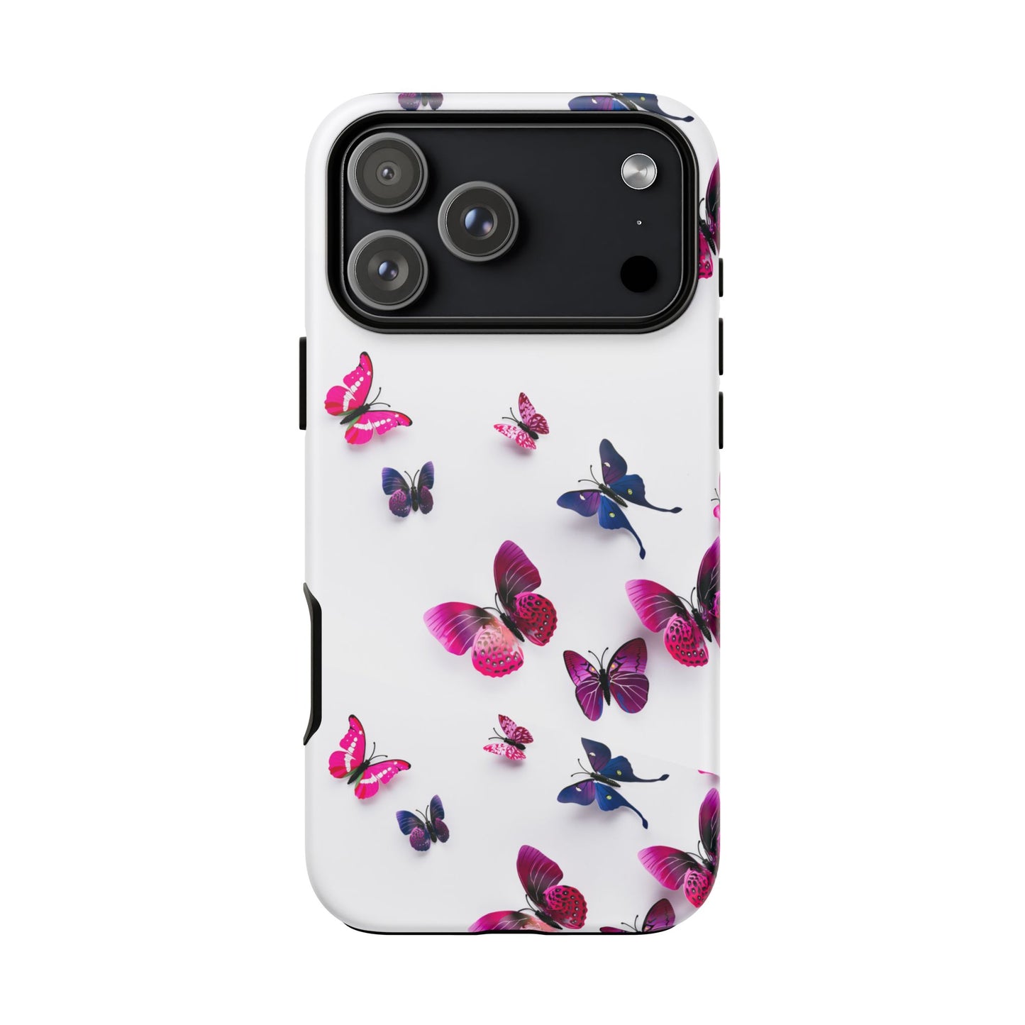 3D Style Butterfly Pattern Tough Phone Case, Coquette Insect Art and Nature, Compatible with iPhone, Galaxy, Google