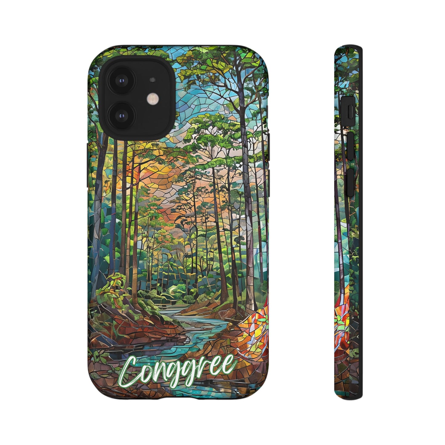 Congaree Mosaic Tough Phone Case - Lush Swamp Forest Art, Southeast Nature Aesthetic, Compatible with iPhone, Galaxy, and Google Phones