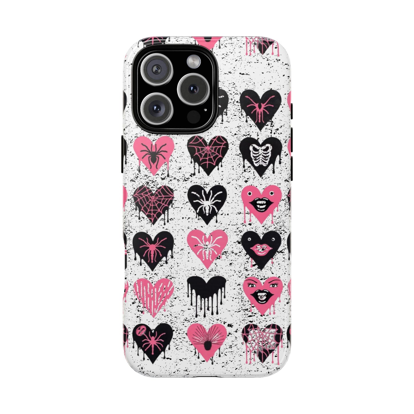 Goth Heart Phone Case, Pink Punk Spider Web Phone Cover, Creepy Cute Skeleton Lips Case, Alt Girl Horror Aesthetic Accessory, Dripping Heart
