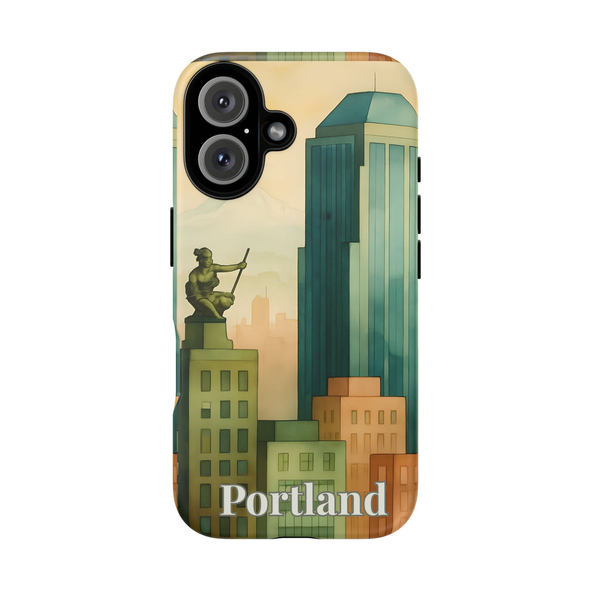 Portland Cityscape Phone Case • Urban Skyline Art Tough Case • Watercolor City Aesthetic • Gift for Travelers • Compatible with iPhone, Galaxy, Google