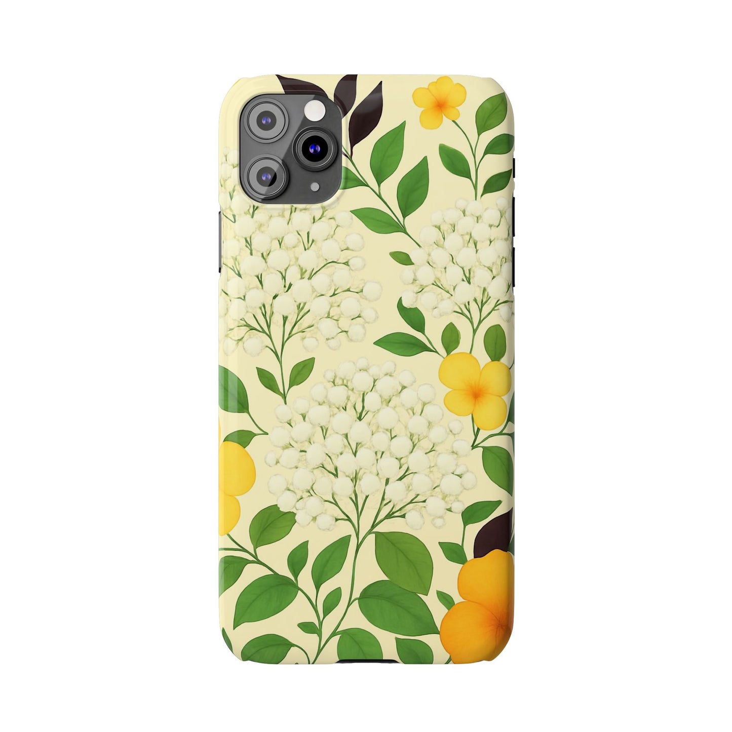 Delicate Floral Print Phone Case, Autumn Botanical Slim Phone Case, Aesthetic Flower Phone Cover Compatible with iPhone, Galaxy, Google