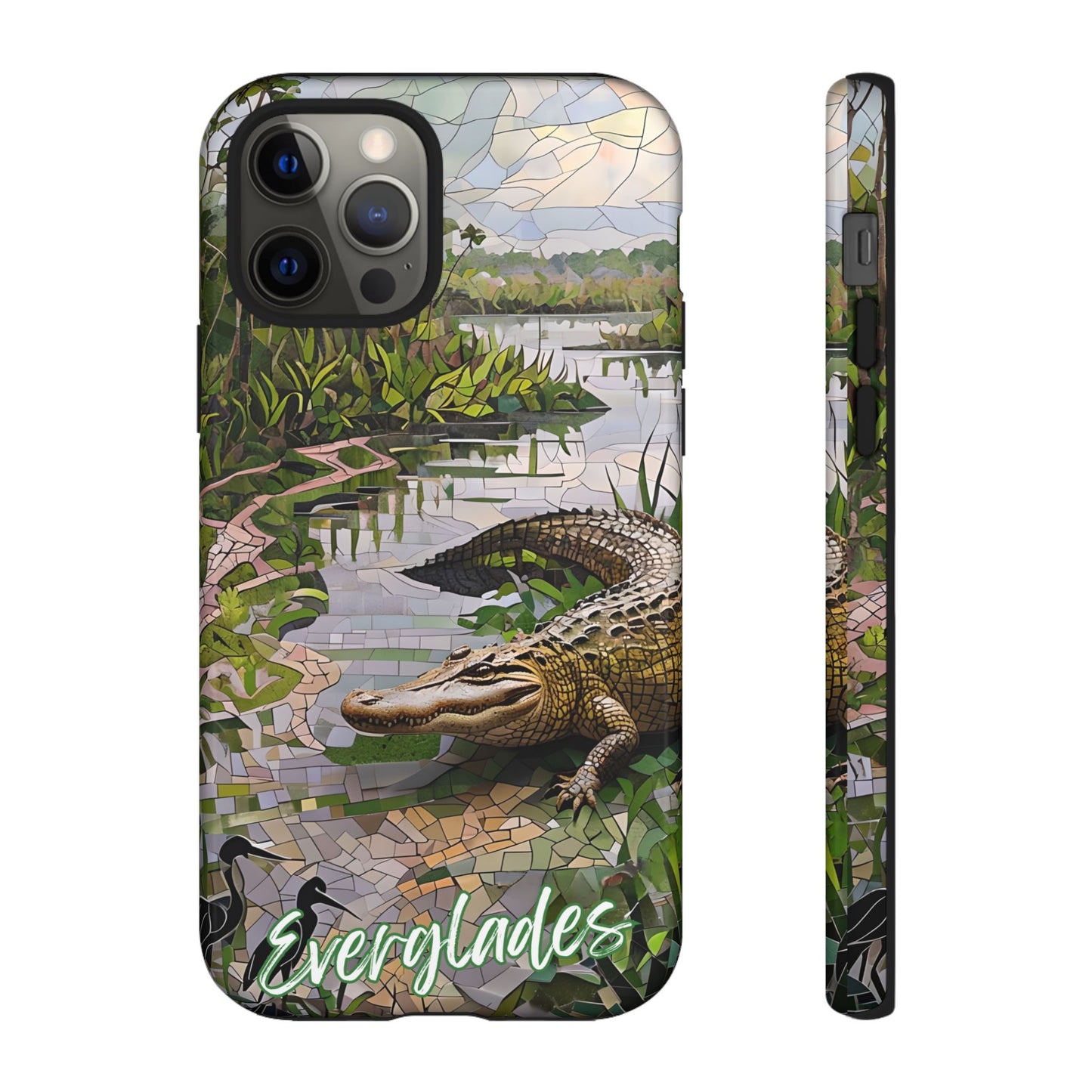 Everglades Mosaic Tough Phone Case - Tropical Wetland Art, Lush Green  Nature Aesthetic, Compatible with iPhone, Galaxy, and Google Phones