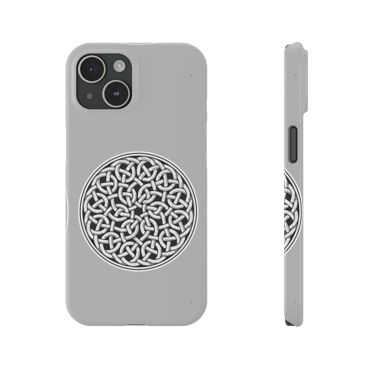 Celtic Knot Slim Phone Case, Silver Medallion Design, St. Patrick Phone Cover Compatible with iPhone 17, 16, 15, 14, 13, 12, 11